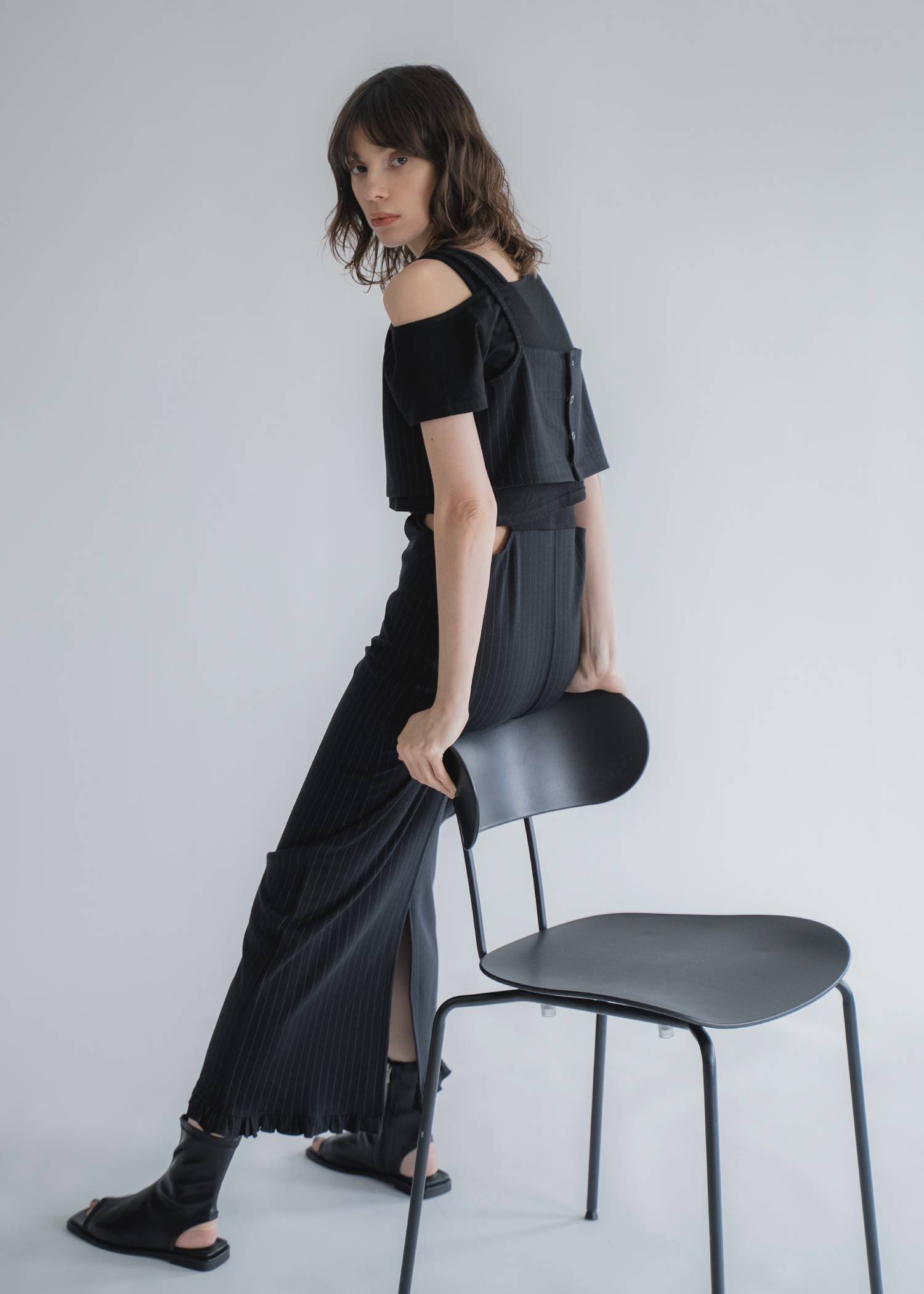 asymmetry layered 3piece stripe OP