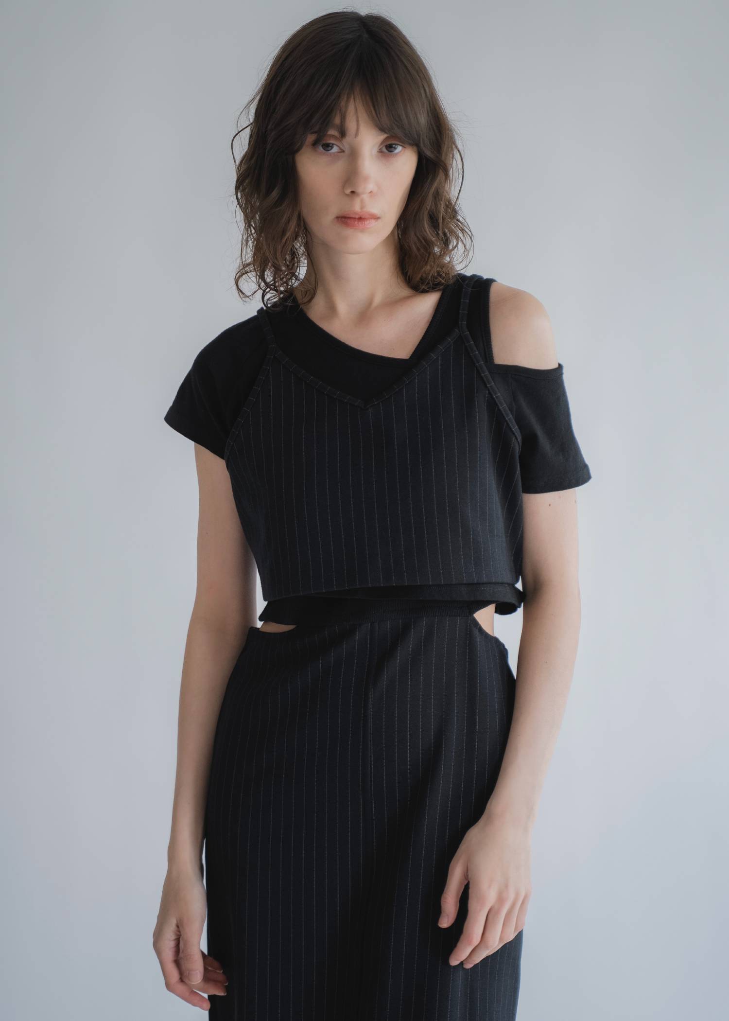 asymmetry layered 3piece stripe OP