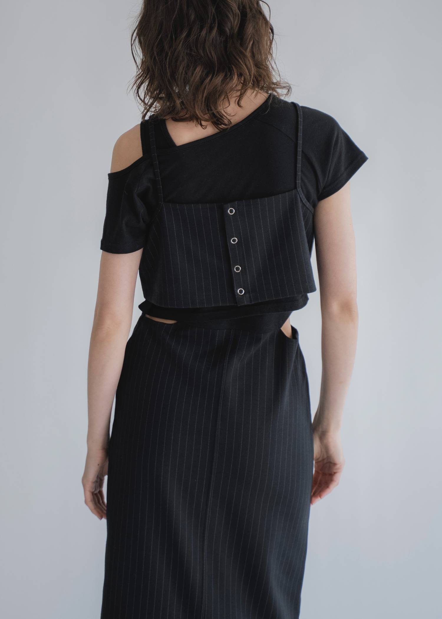 asymmetry layered 3piece stripe OP