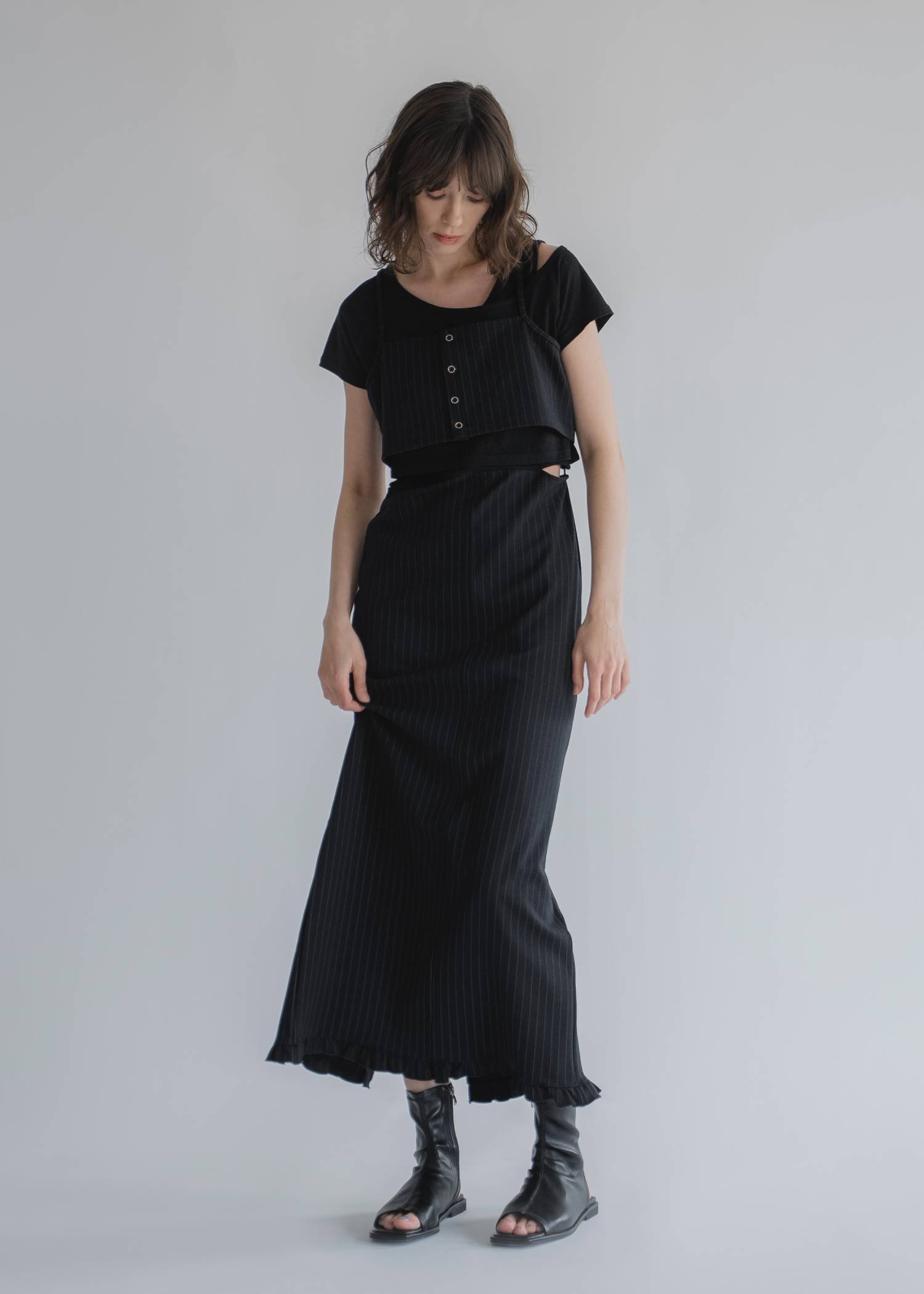 asymmetry layered 3piece stripe OP