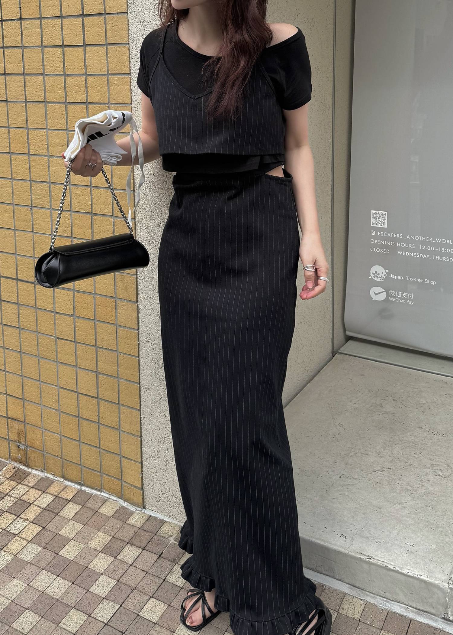 asymmetry layered 3piece stripe OP