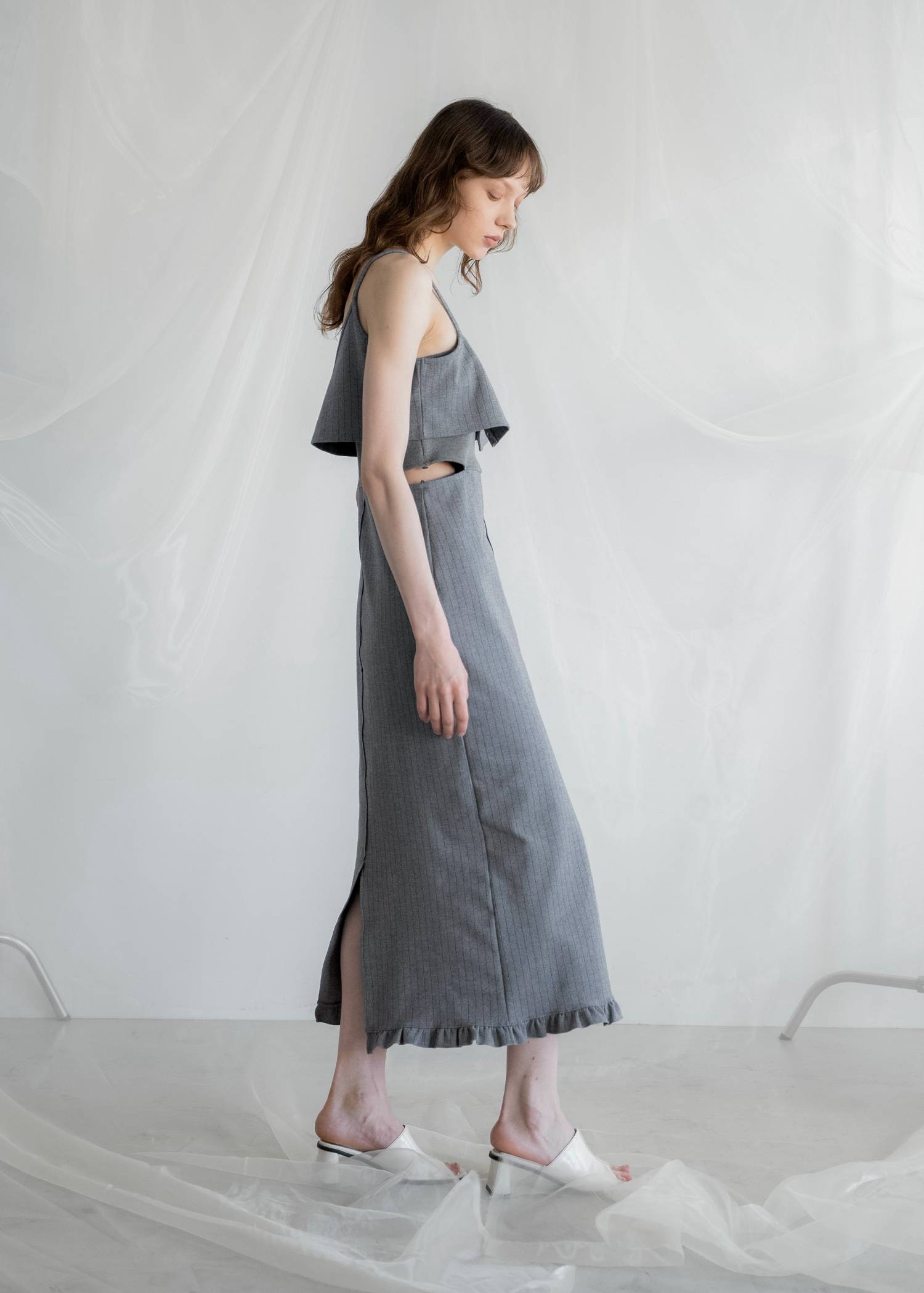 asymmetry layered 3piece stripe OP