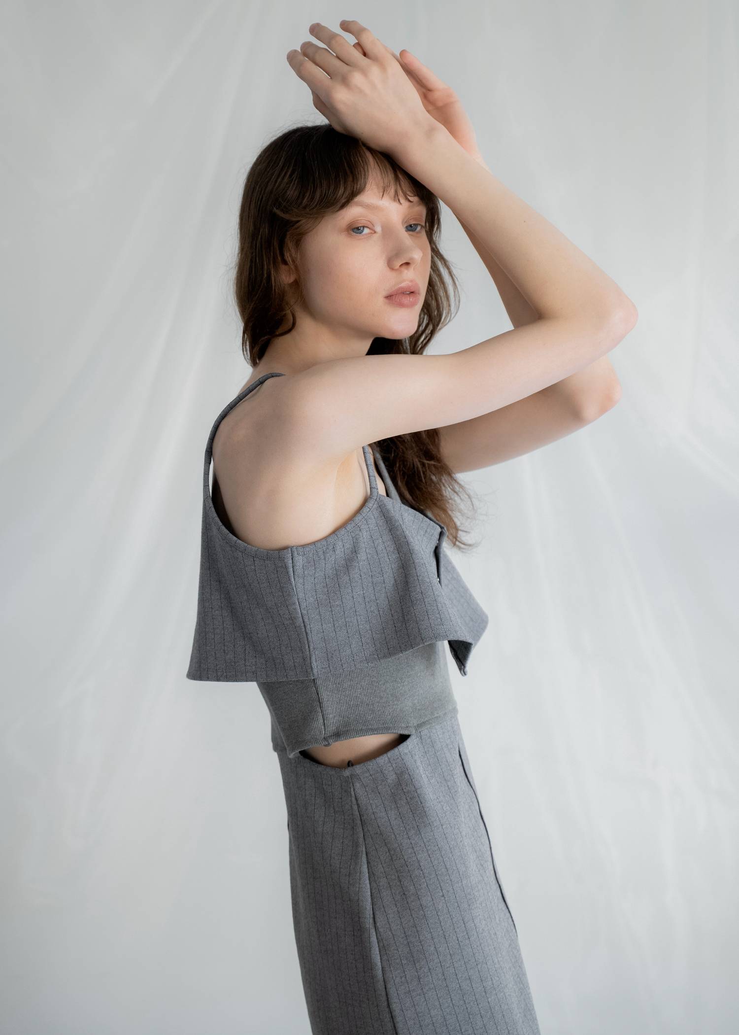 asymmetry layered 3piece stripe OP