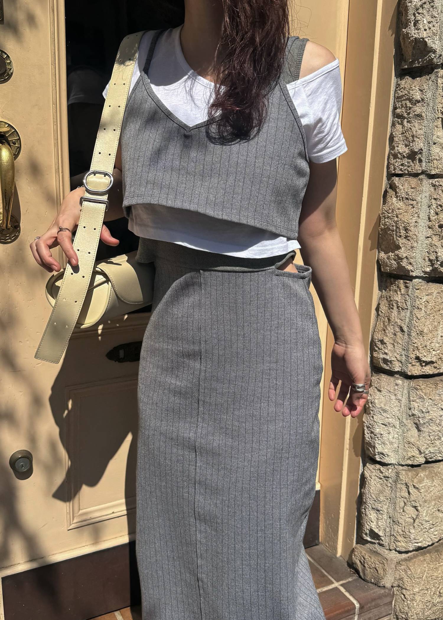 asymmetry layered 3piece stripe OP