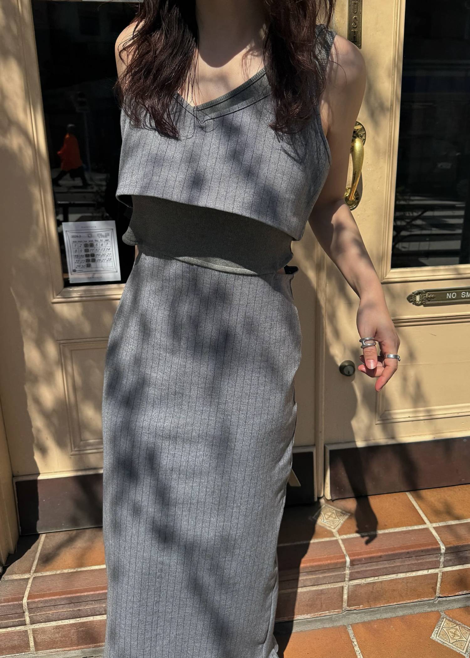 asymmetry layered 3piece stripe OP