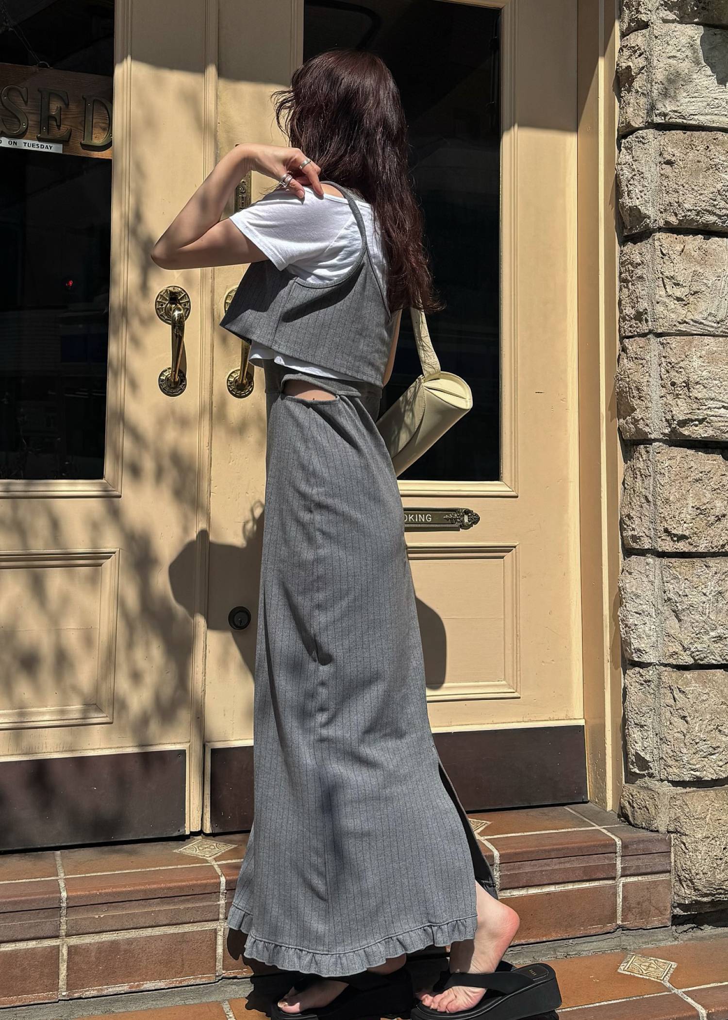 asymmetry layered 3piece stripe OP