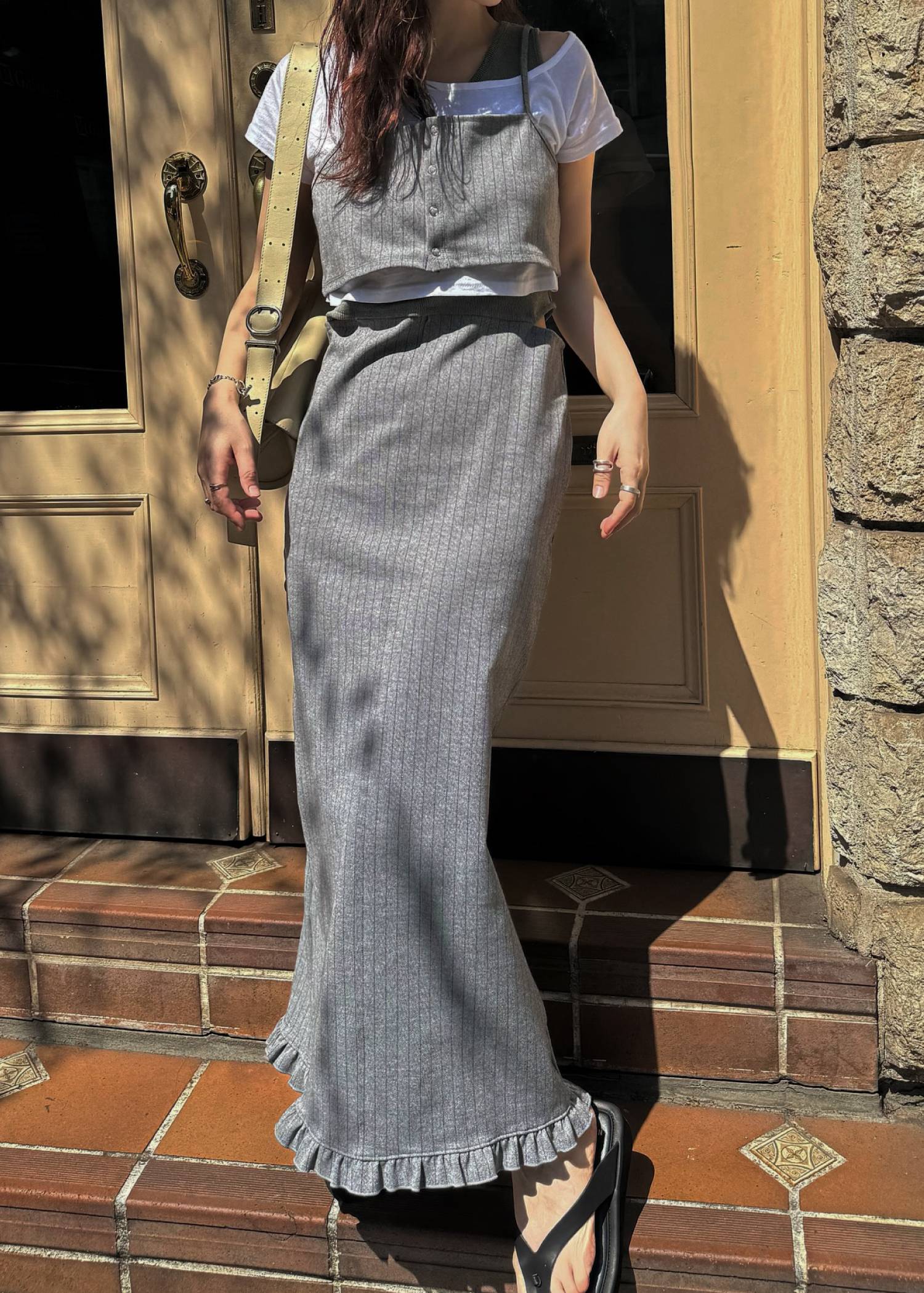 asymmetry layered 3piece stripe OP