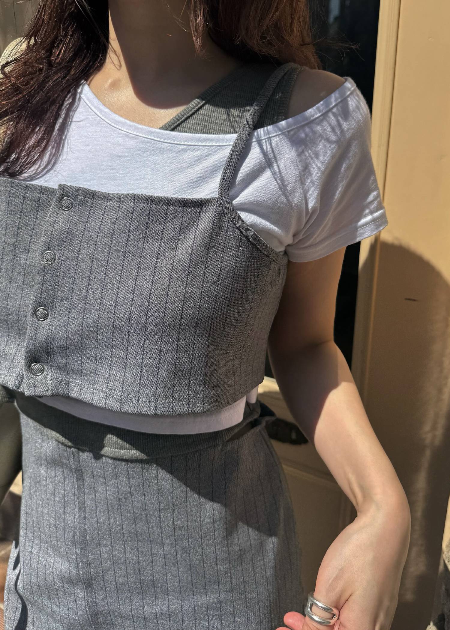 asymmetry layered 3piece stripe OP