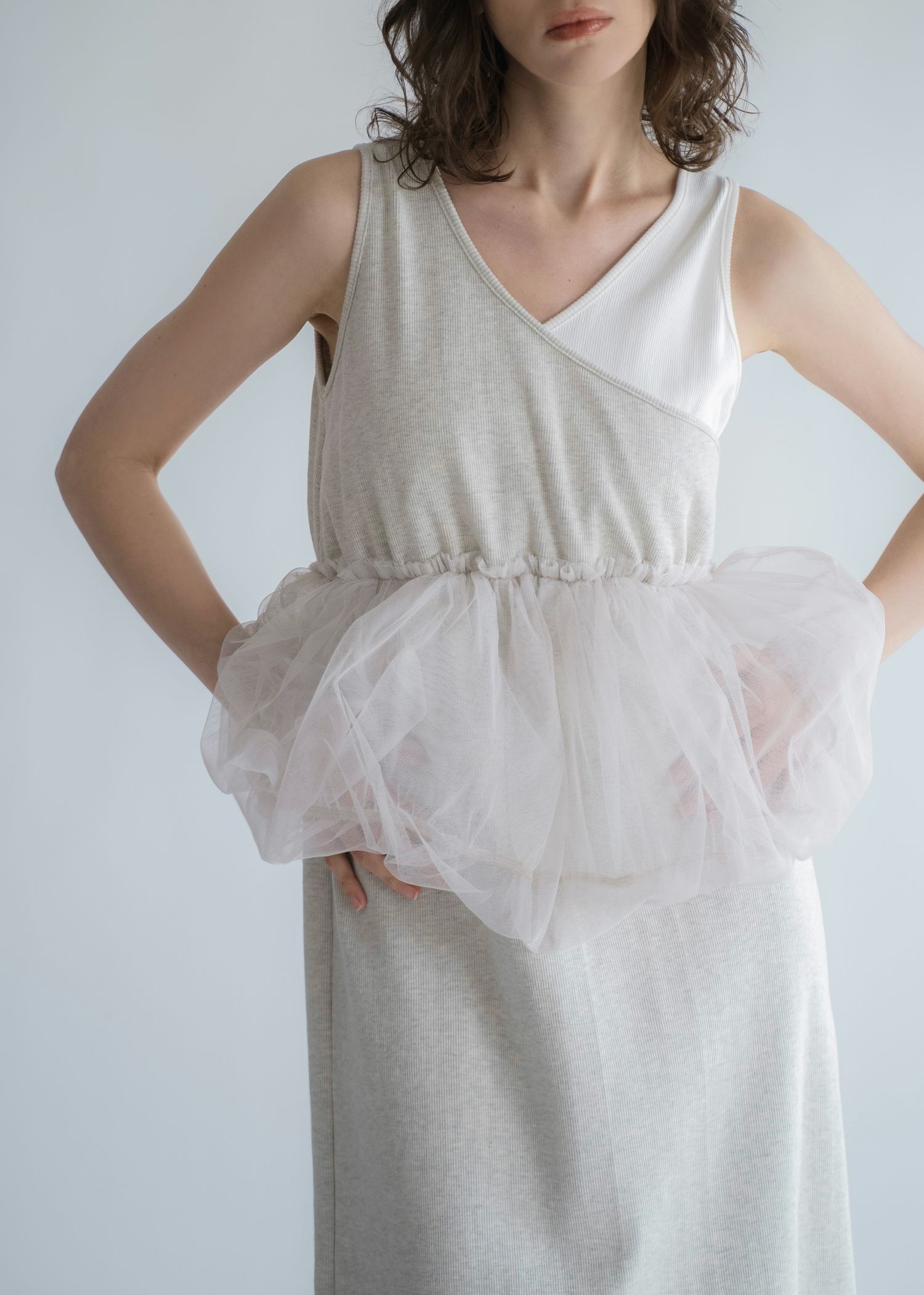 tulle peplum docking rib OP