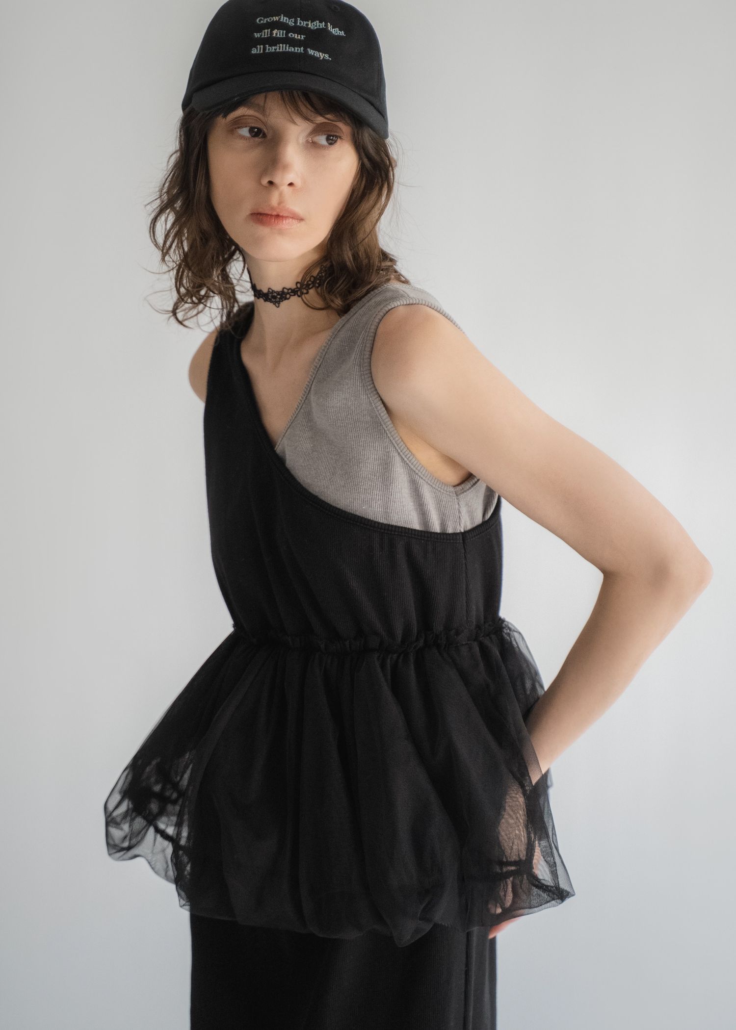 tulle peplum docking rib OP