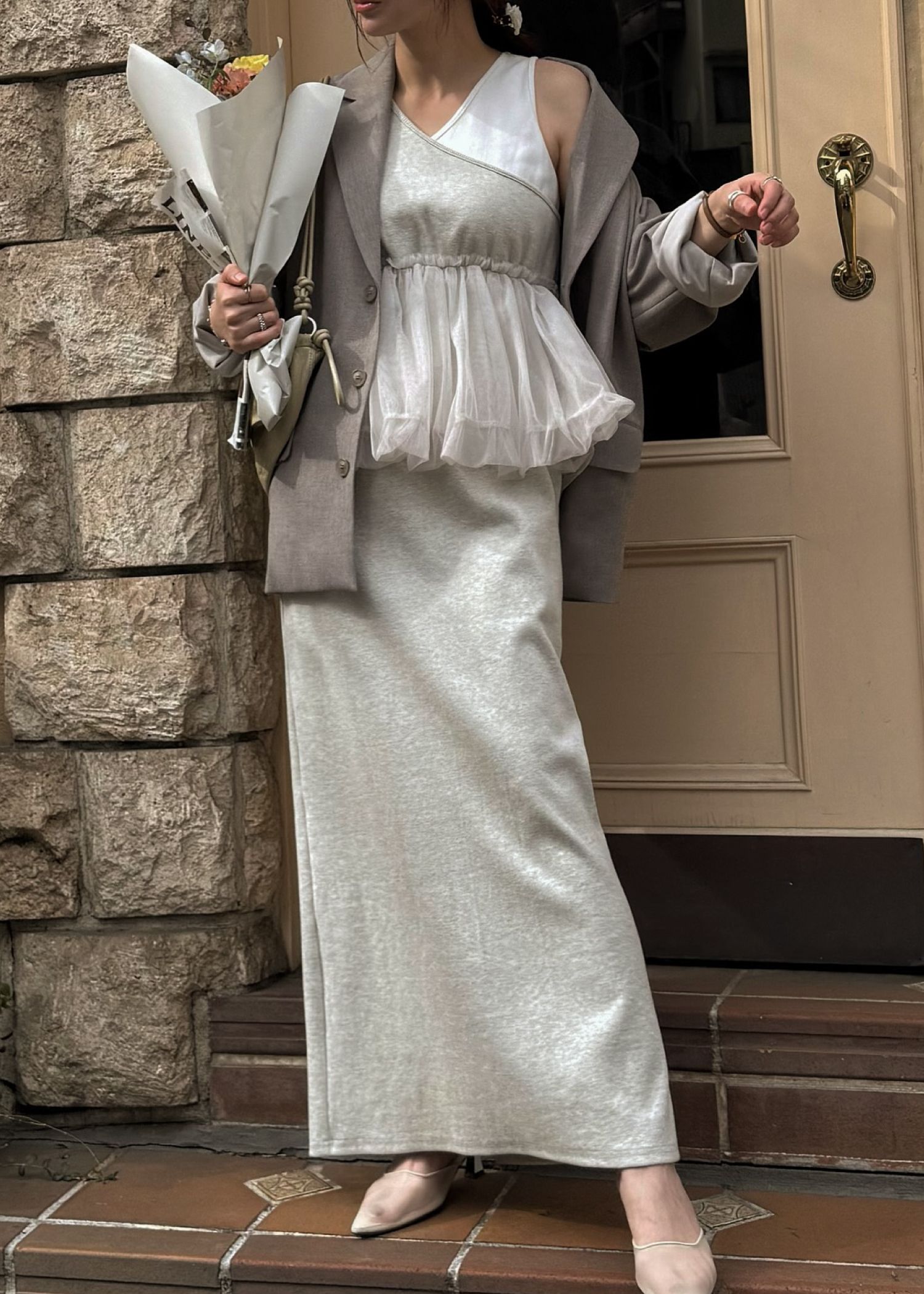 tulle peplum docking rib OP