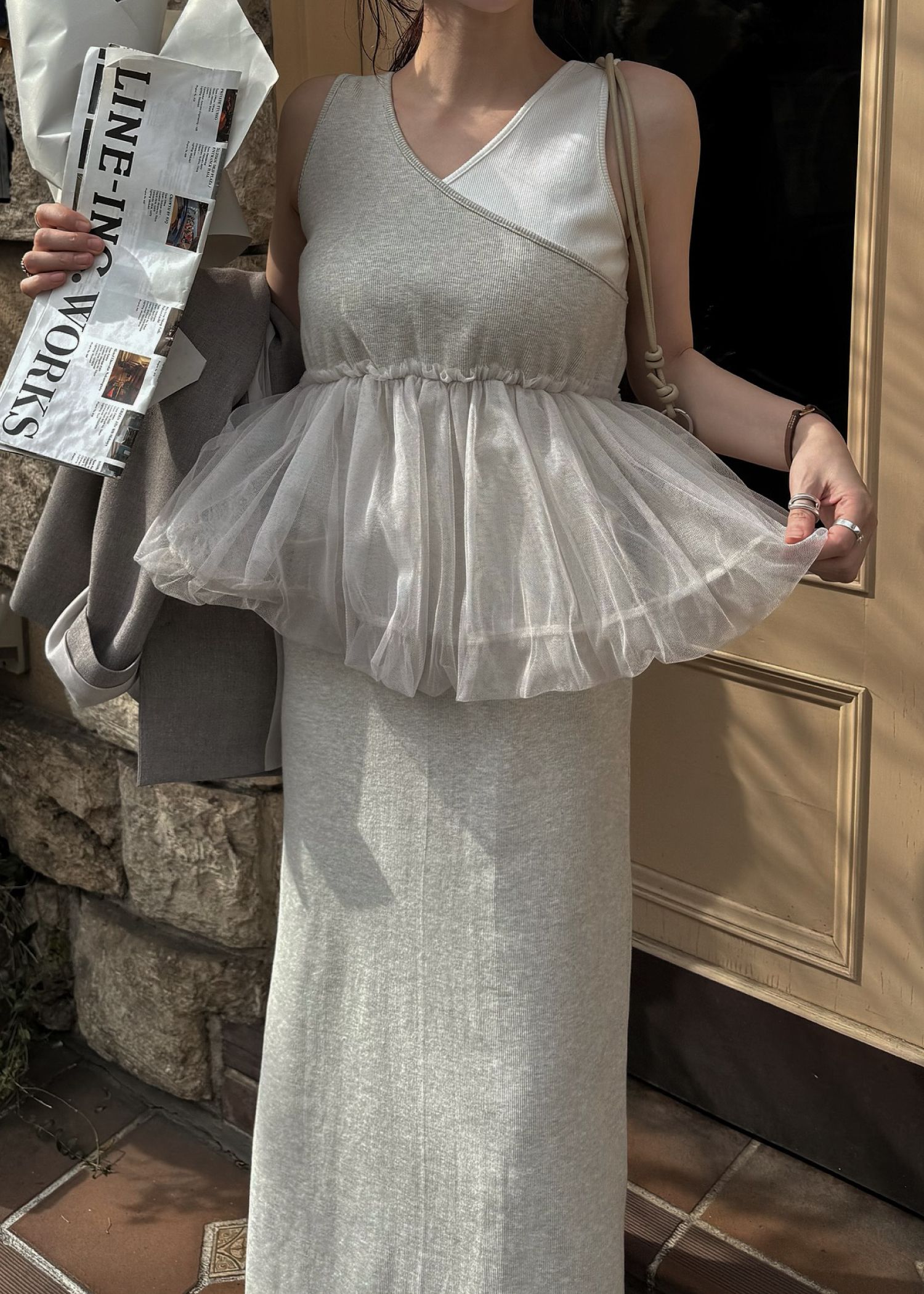 tulle peplum docking rib OP