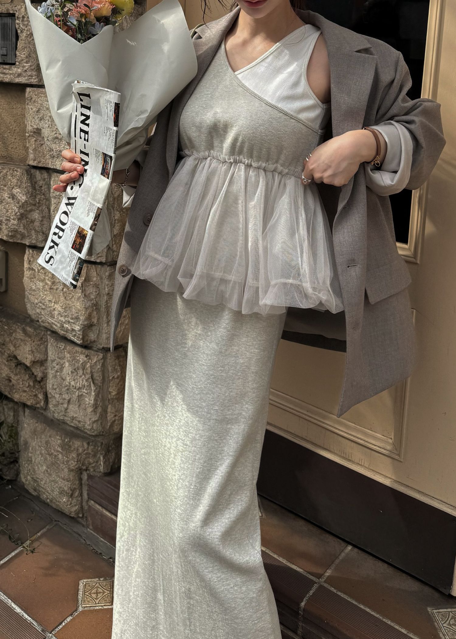 tulle peplum docking rib OP