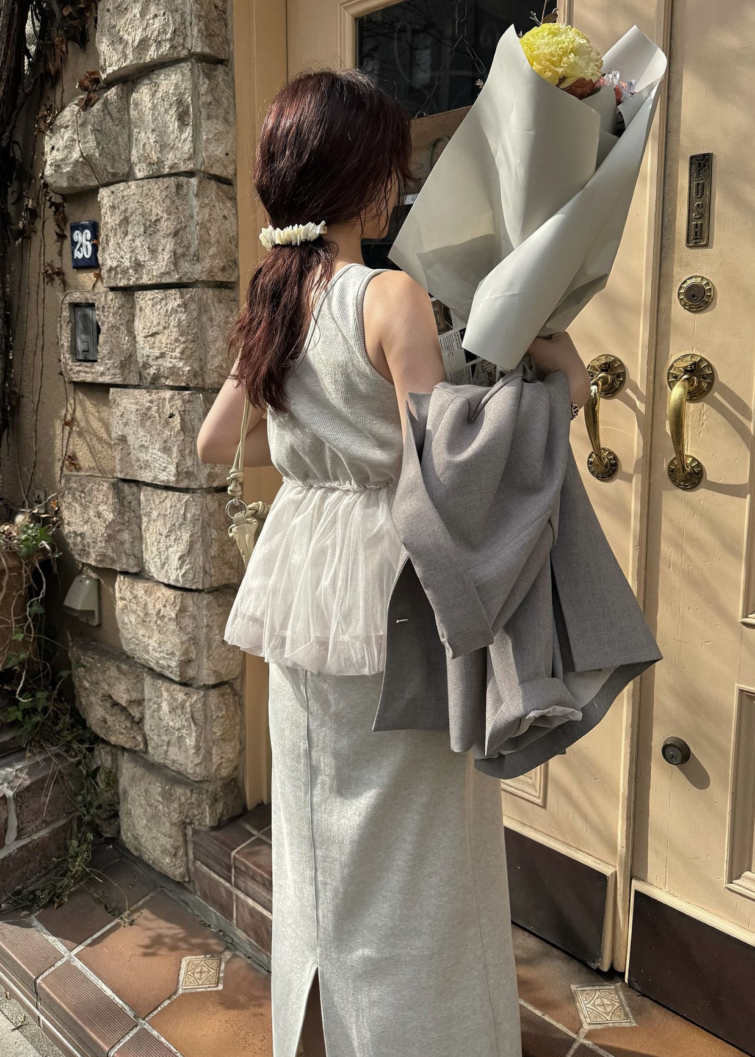 tulle peplum docking rib OP