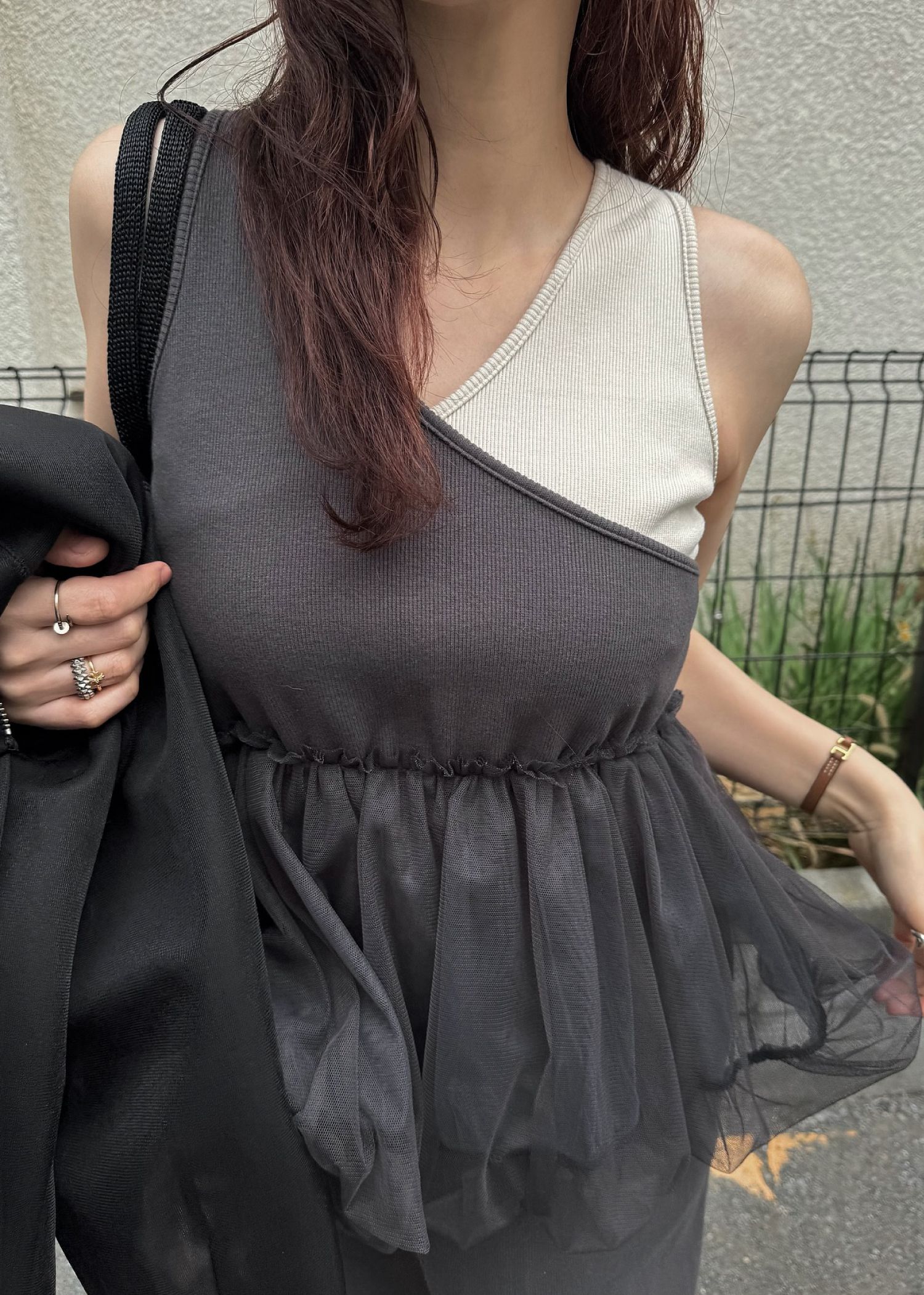 tulle peplum docking rib OP