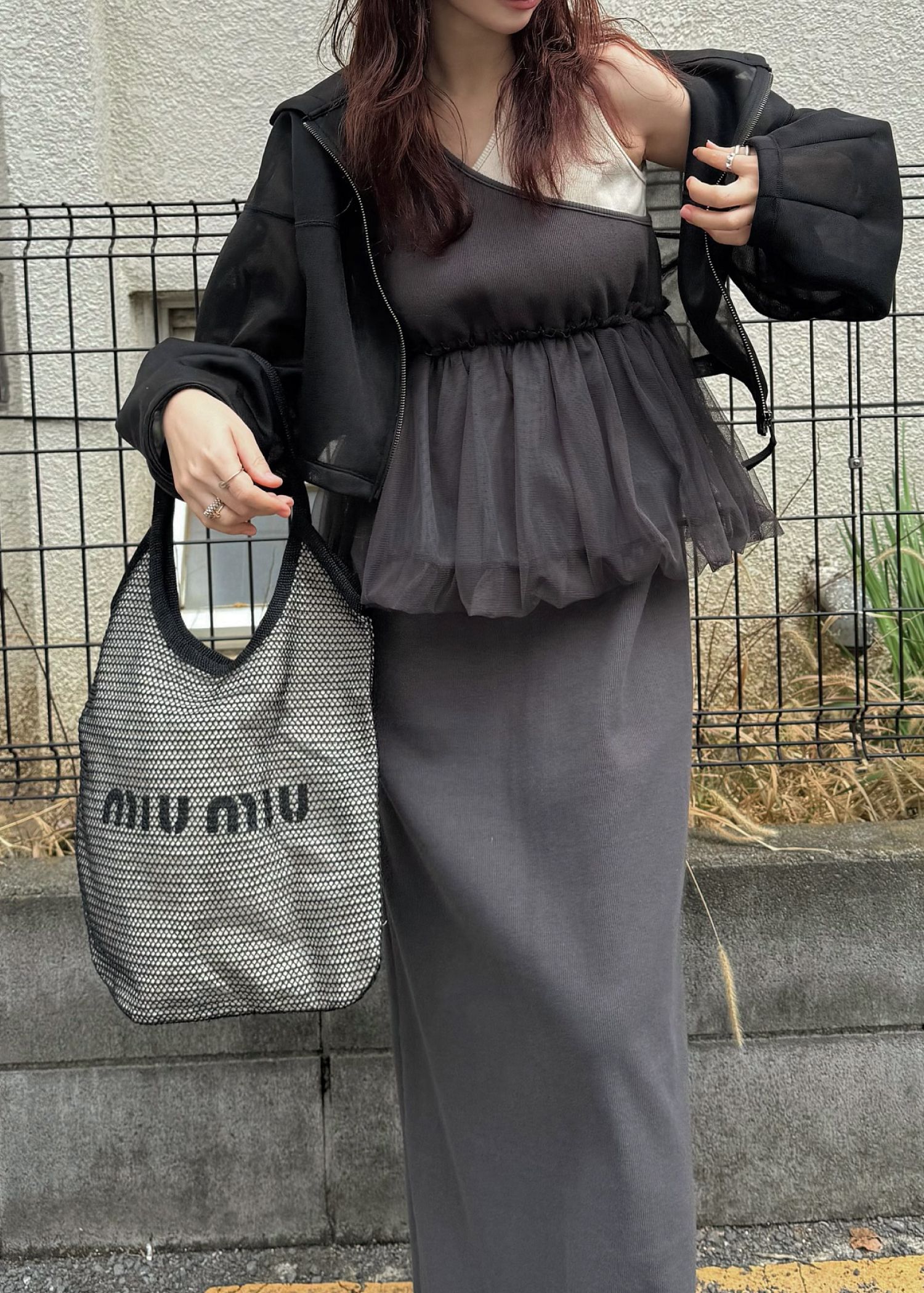 tulle peplum docking rib OP