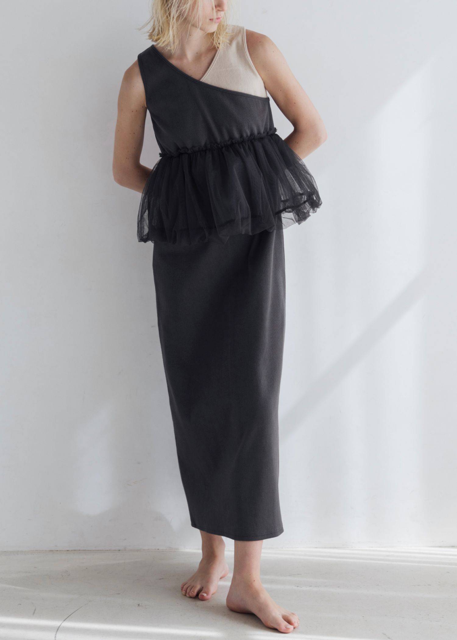 tulle peplum docking rib OP