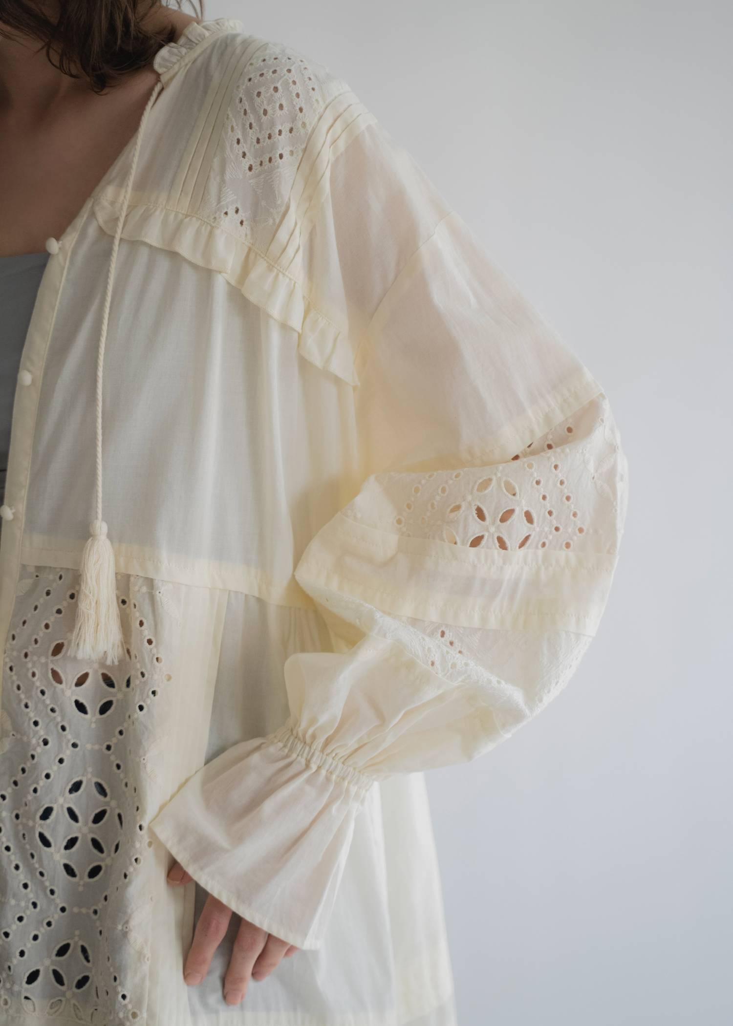 pieced cotton lace tiered volume OP