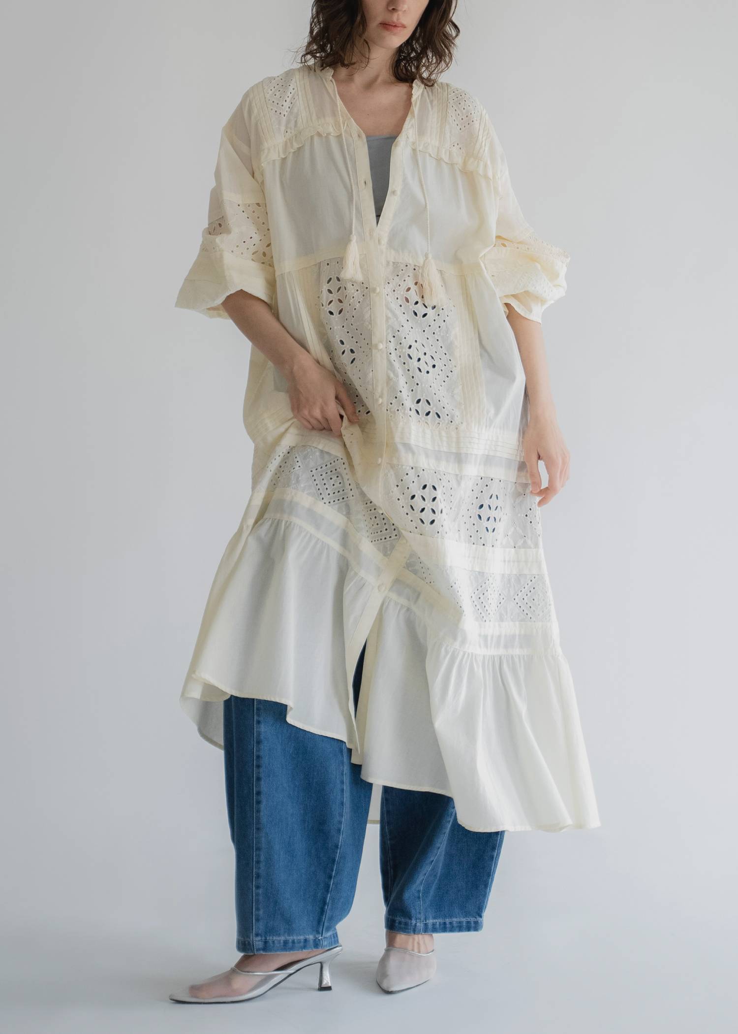 pieced cotton lace tiered volume OP