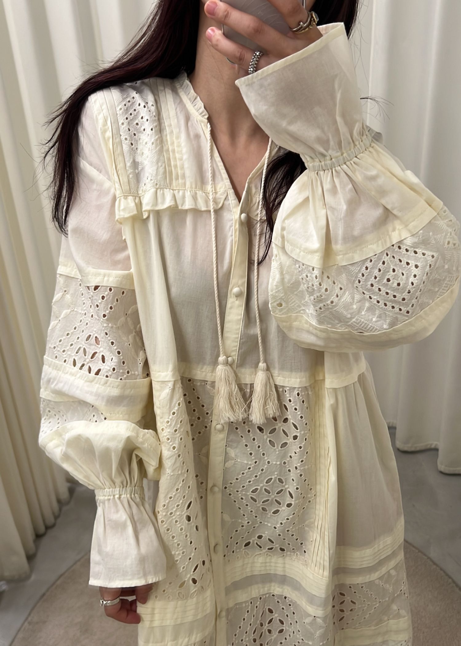 pieced cotton lace tiered volume OP