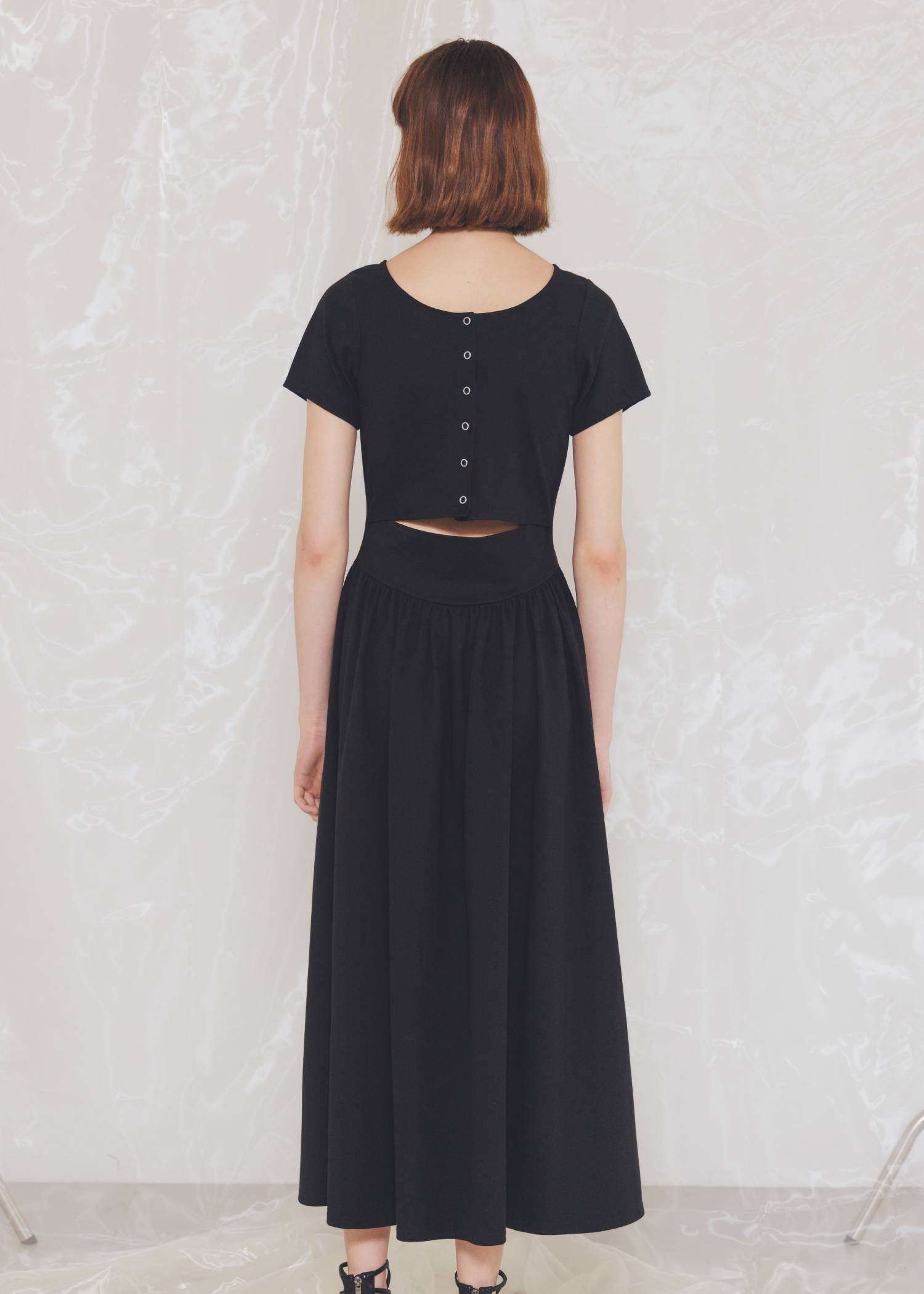 healthy cut out waist snap button OP