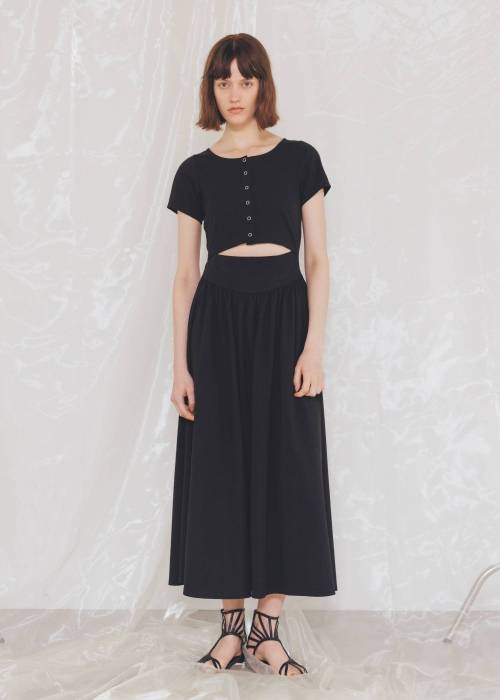 healthy cut out waist snap button OP