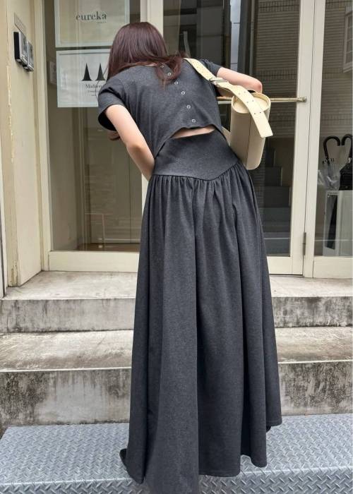 healthy cut out waist snap button OP