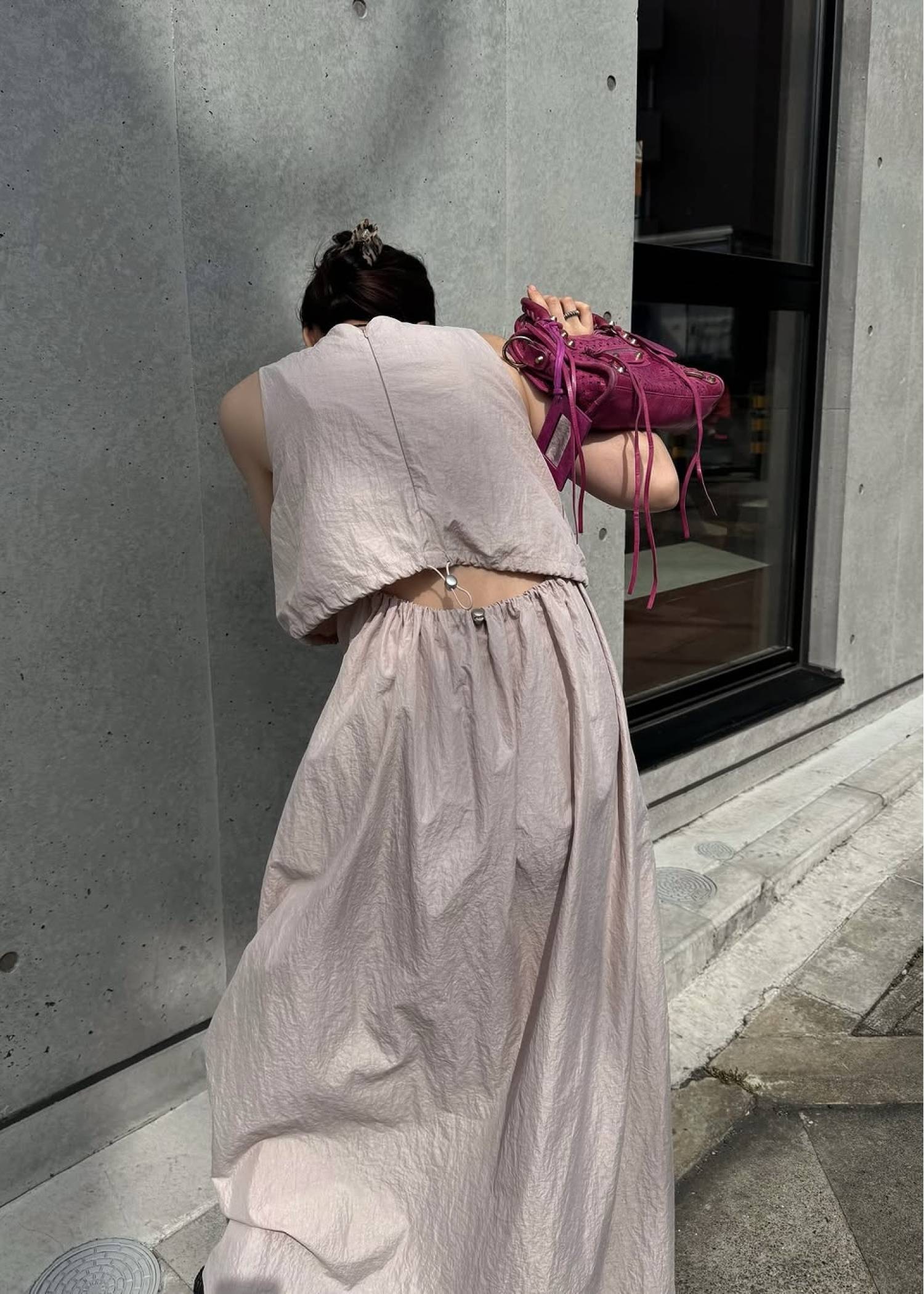 back drawstring waist open OP