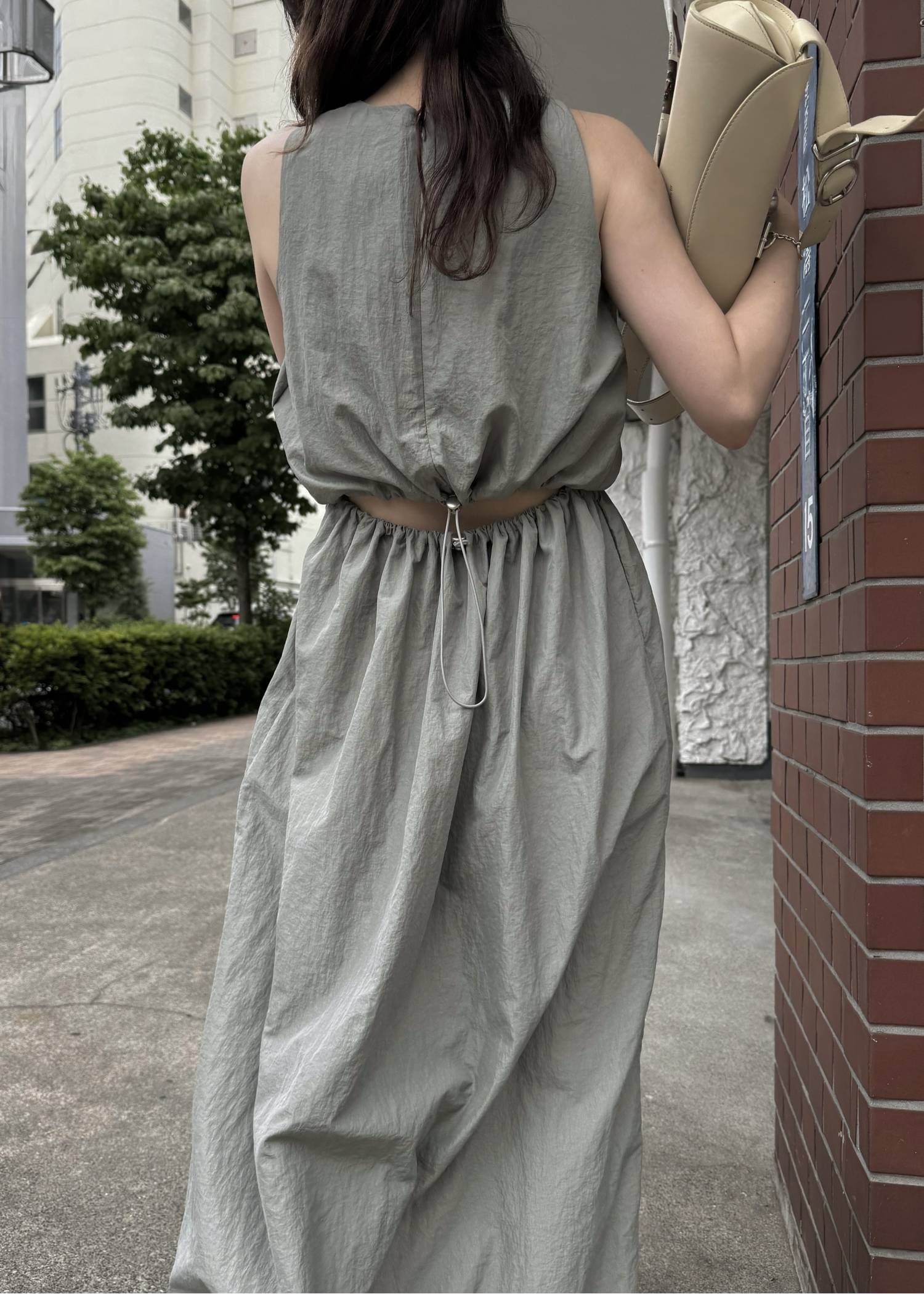 back drawstring waist open OP