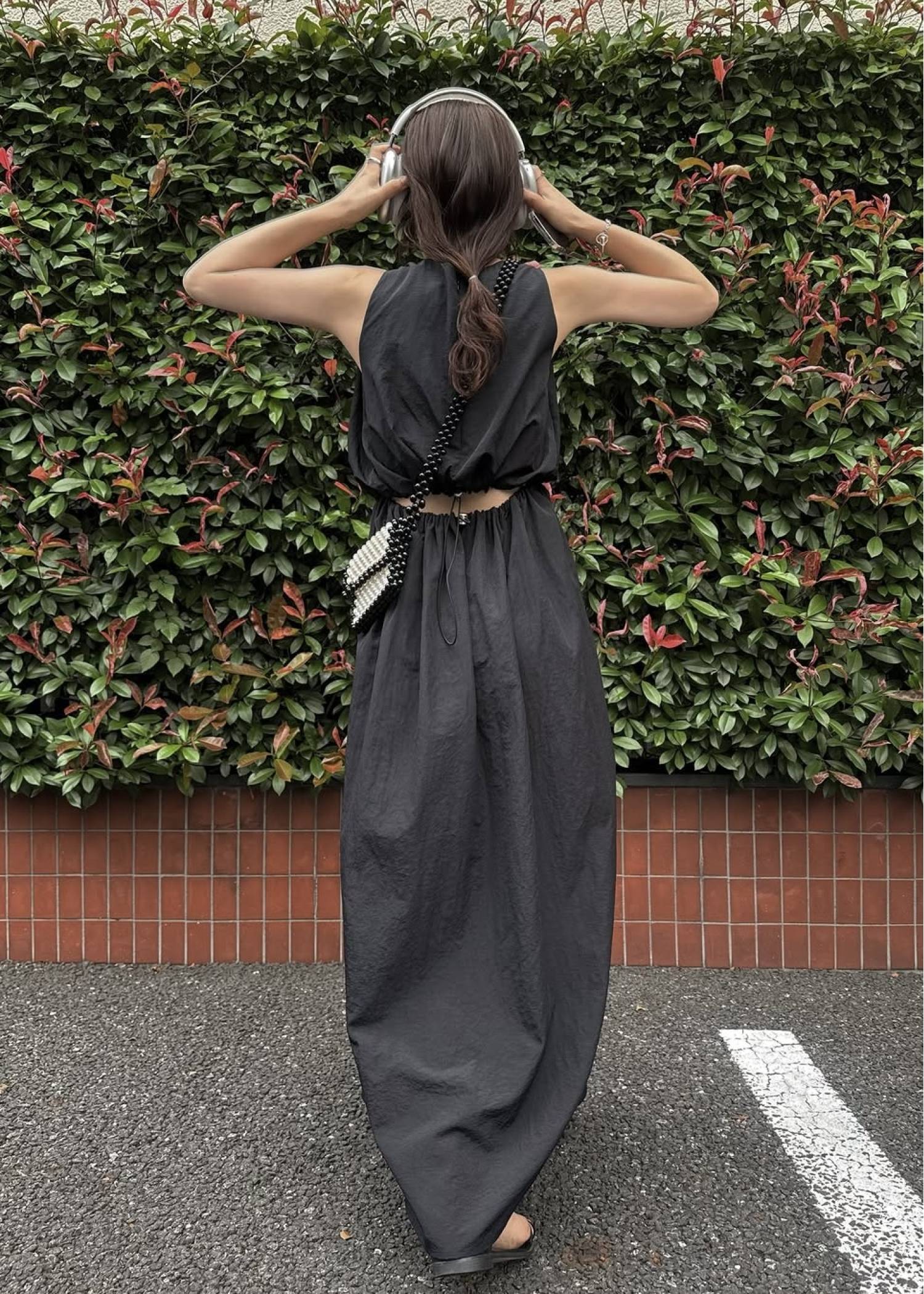 back drawstring waist open OP