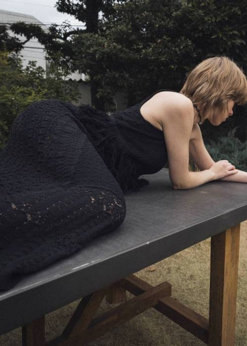 multi pattern jacquard fringe knit OP