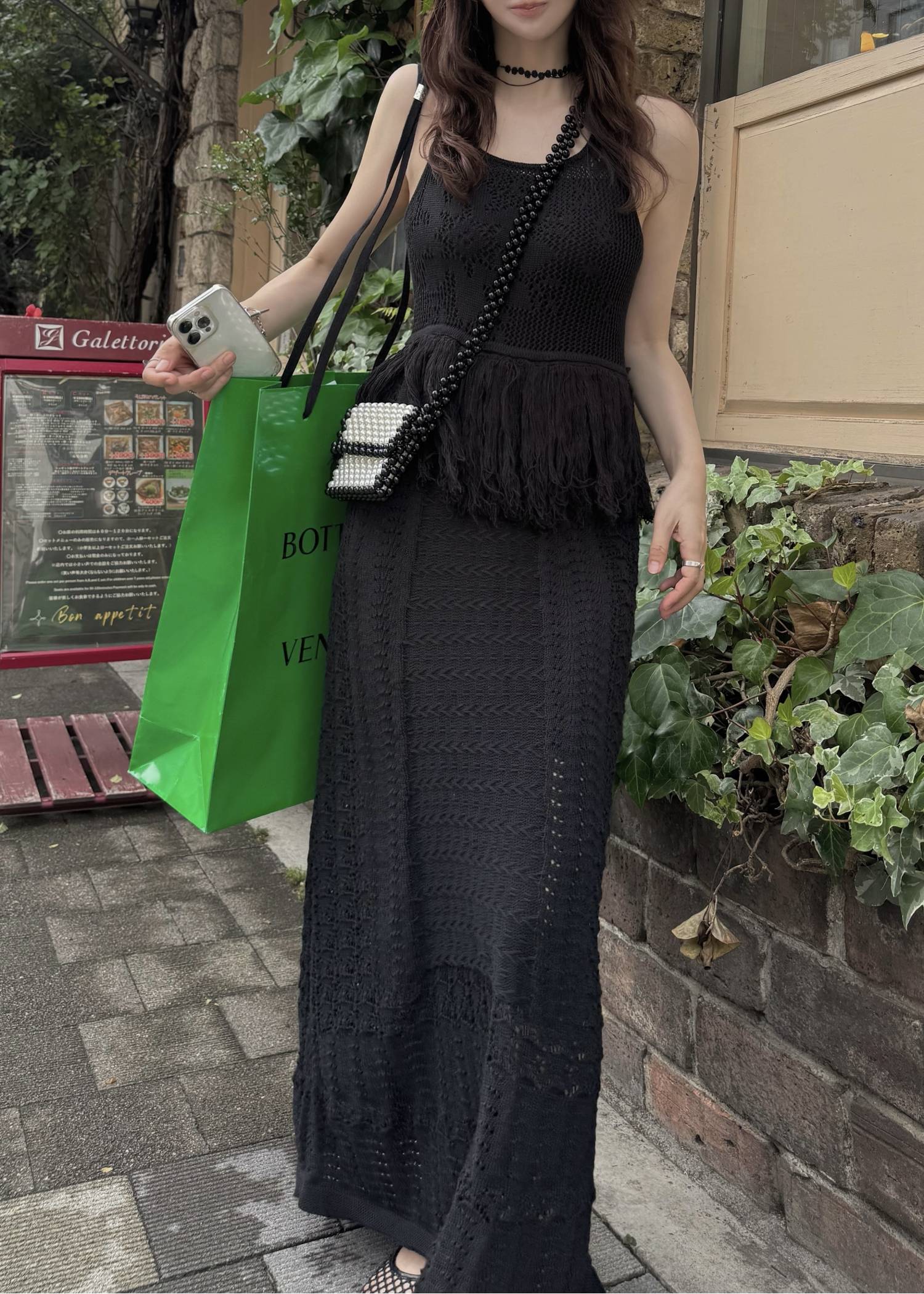 multi pattern jacquard fringe knit OP