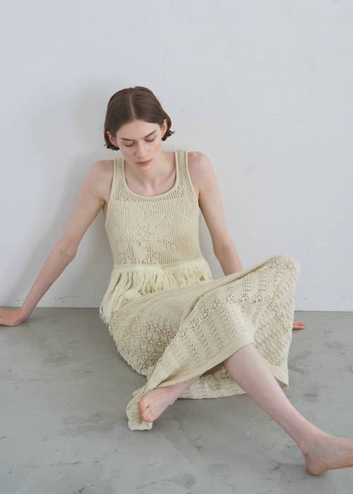 multi pattern jacquard fringe knit OP