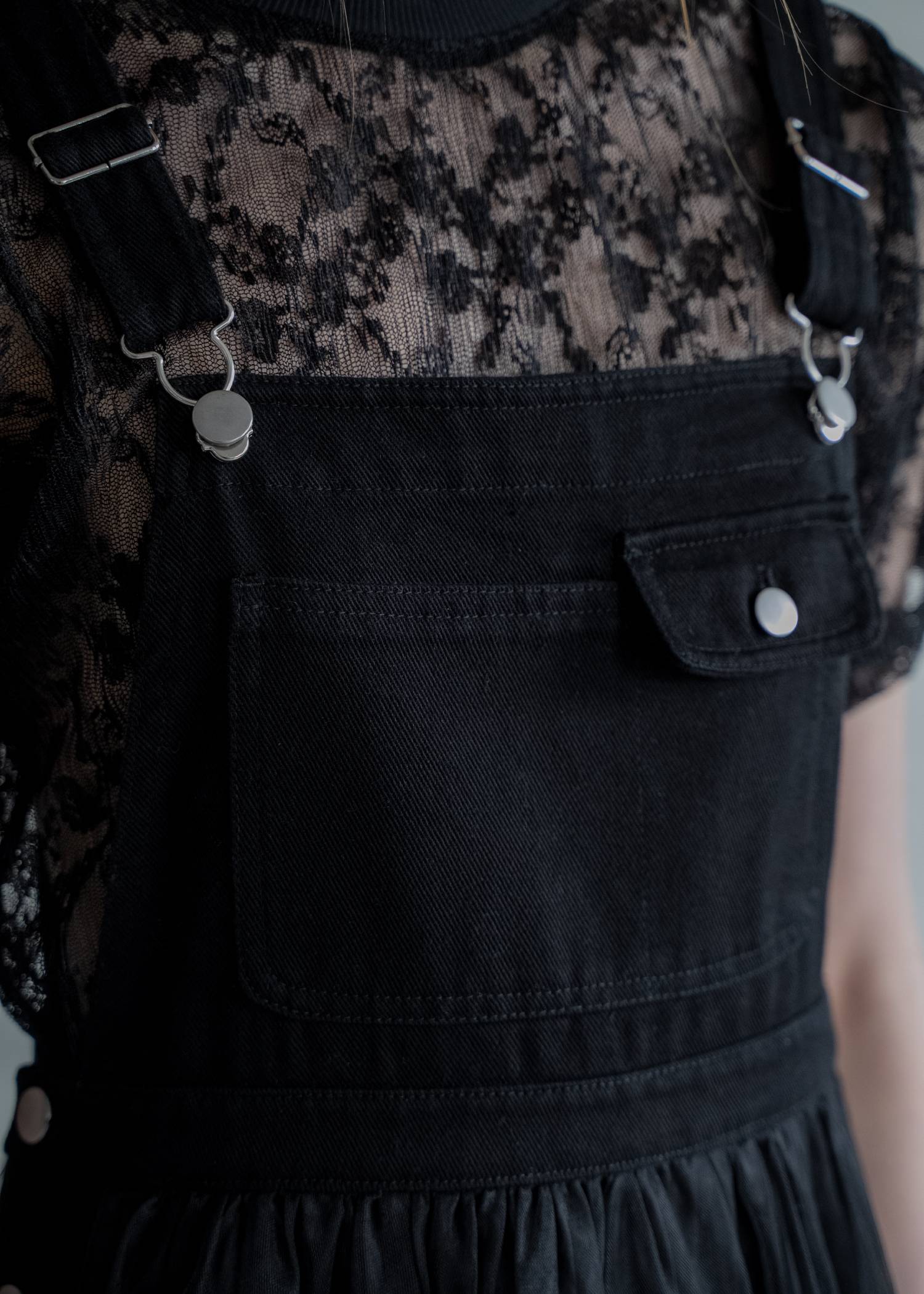 tulle tiered mixed material suspenders OP