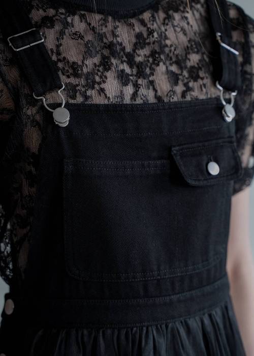 tulle tiered mixed material suspenders OP