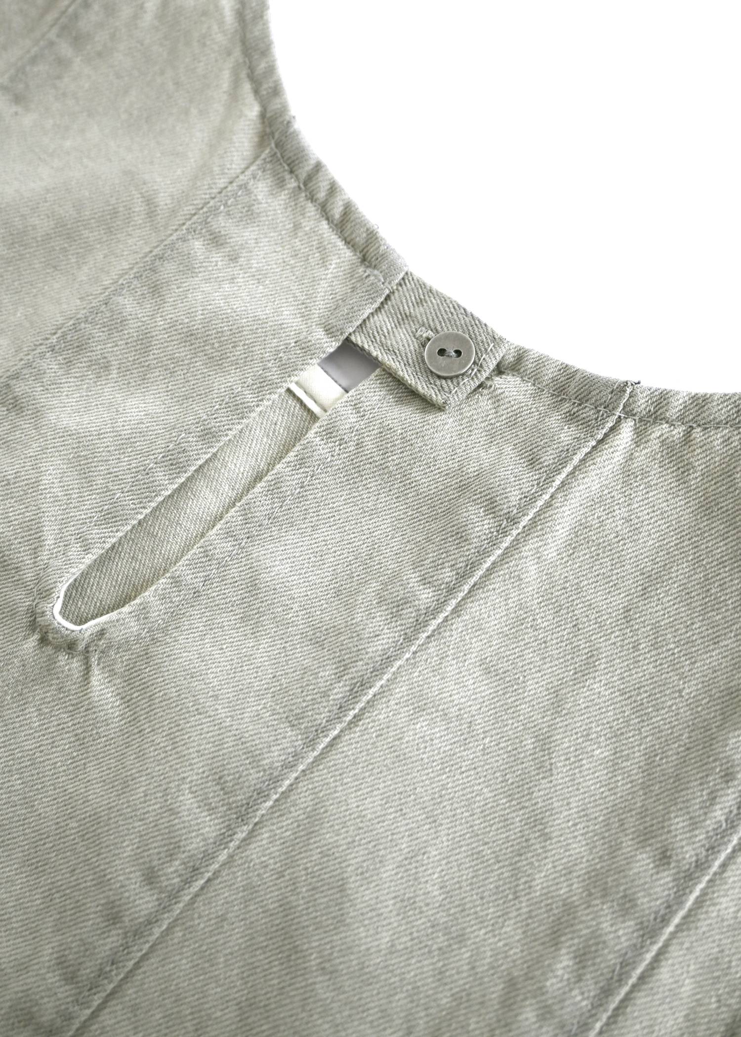 denim panel a line lace hem no sleeve OP