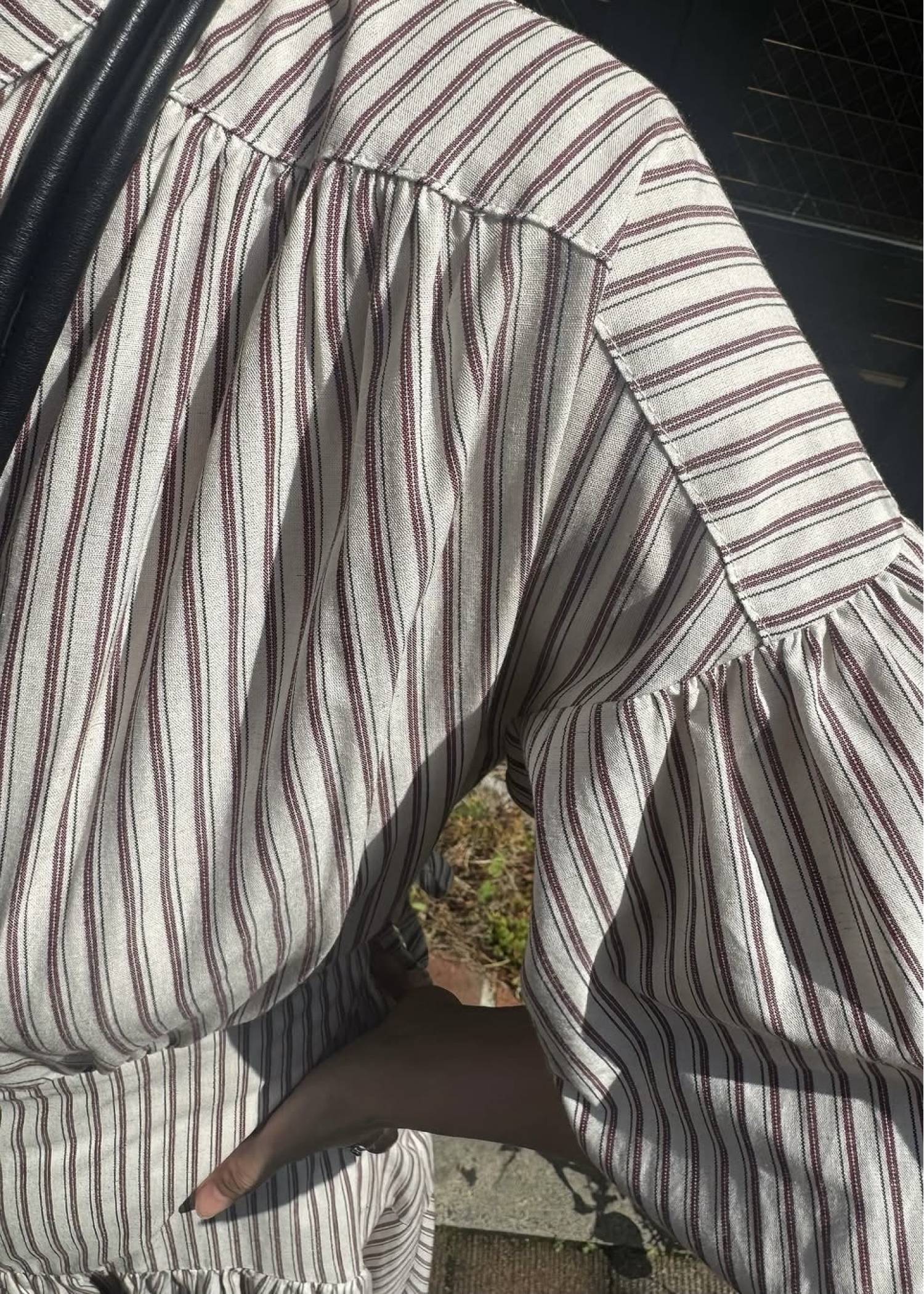 back open balloon sleeve drawstring OP