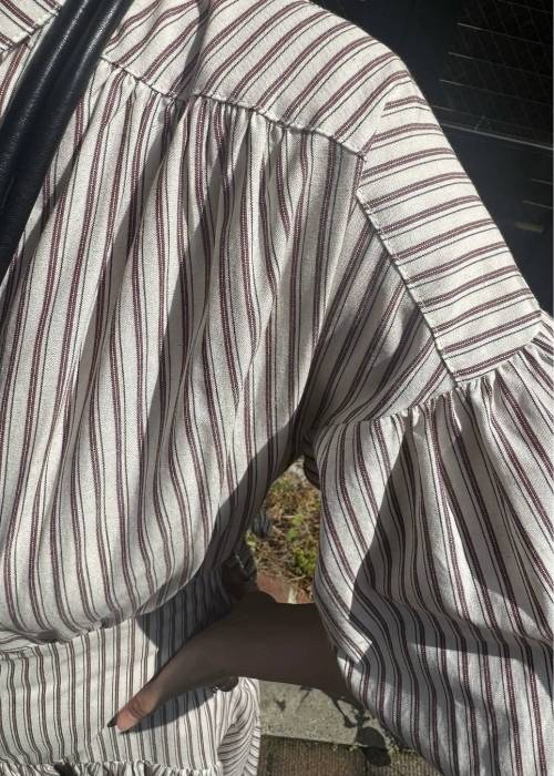 back open balloon sleeve drawstring OP