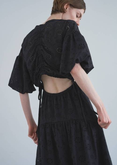 back open balloon sleeve drawstring OP