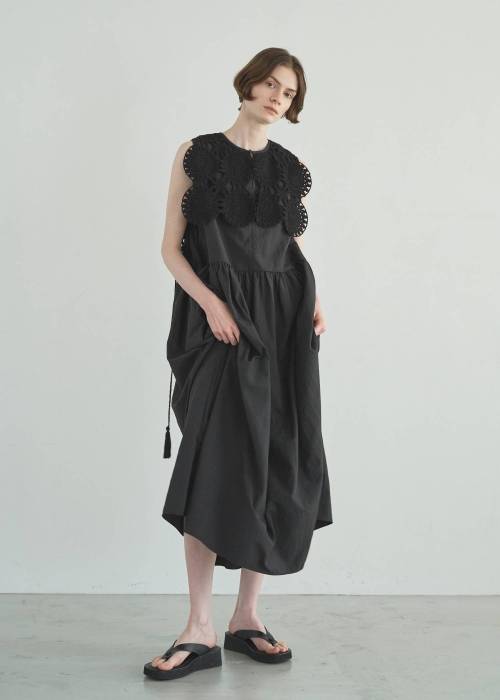 crochet knit layered nylon OP