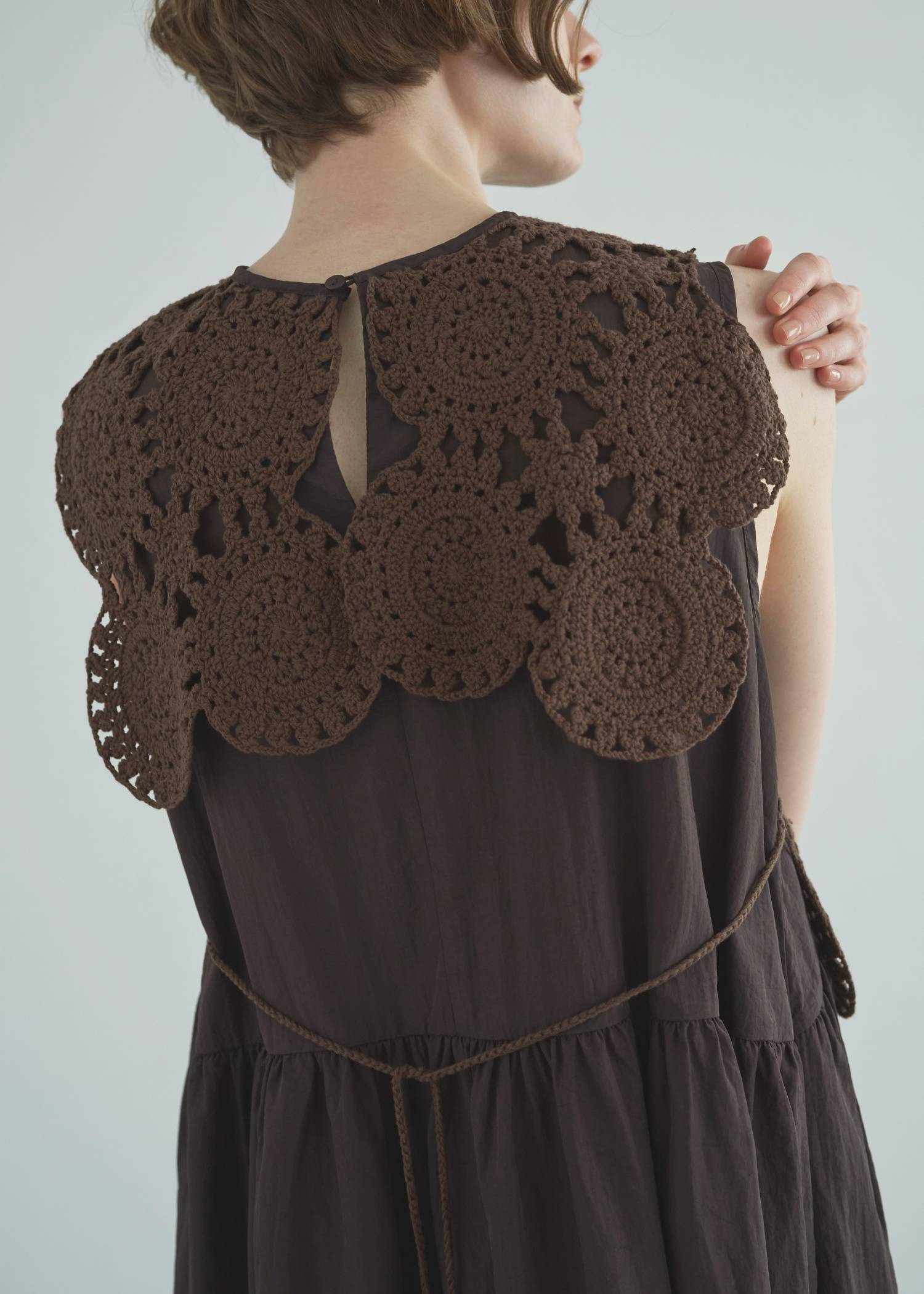 crochet knit layered nylon OP