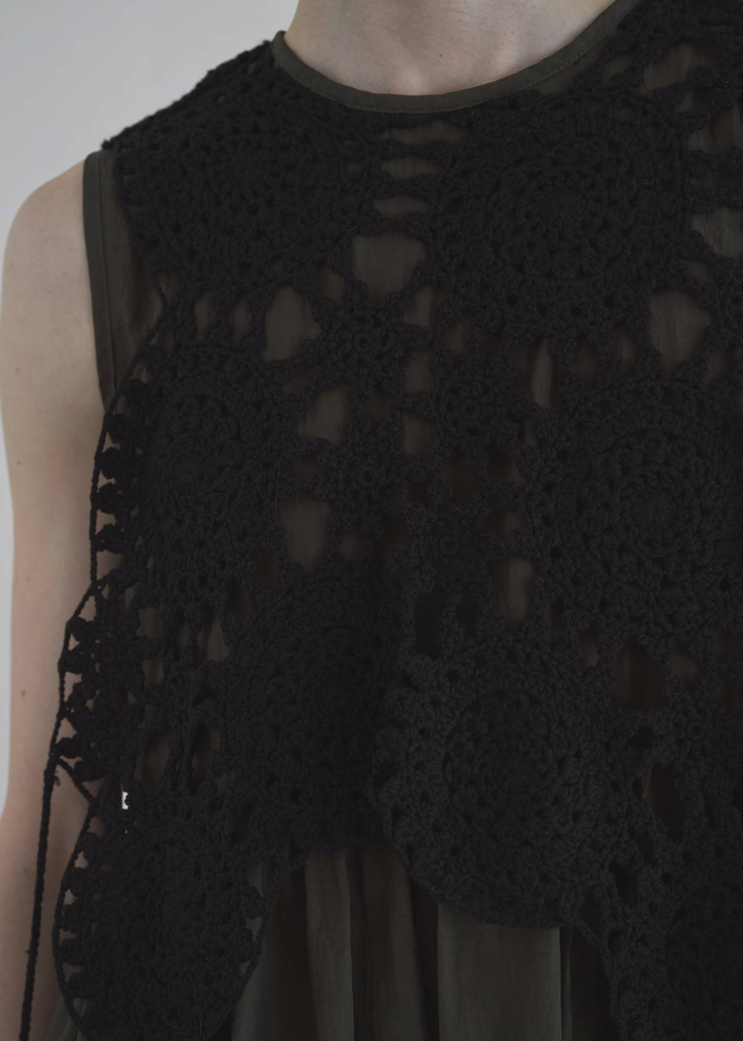crochet knit layered nylon OP