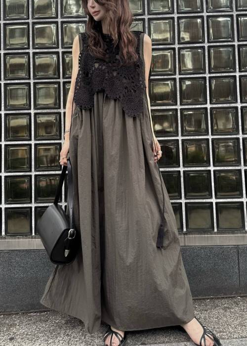 crochet knit layered nylon OP