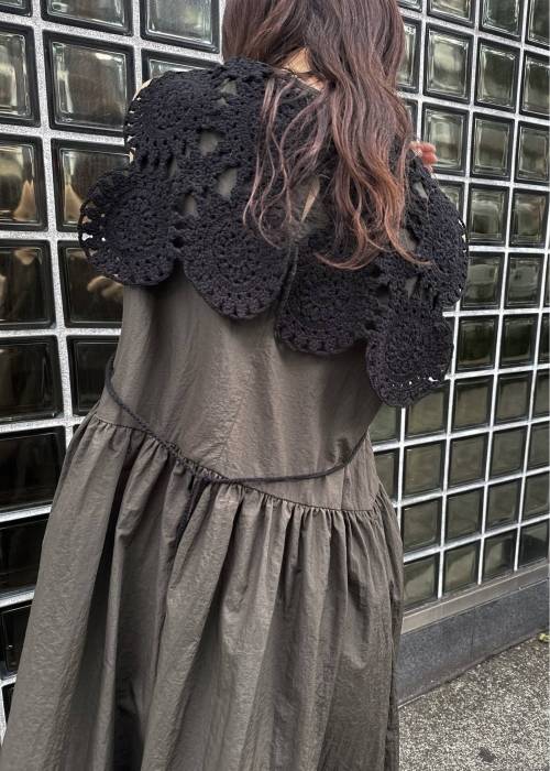 crochet knit layered nylon OP