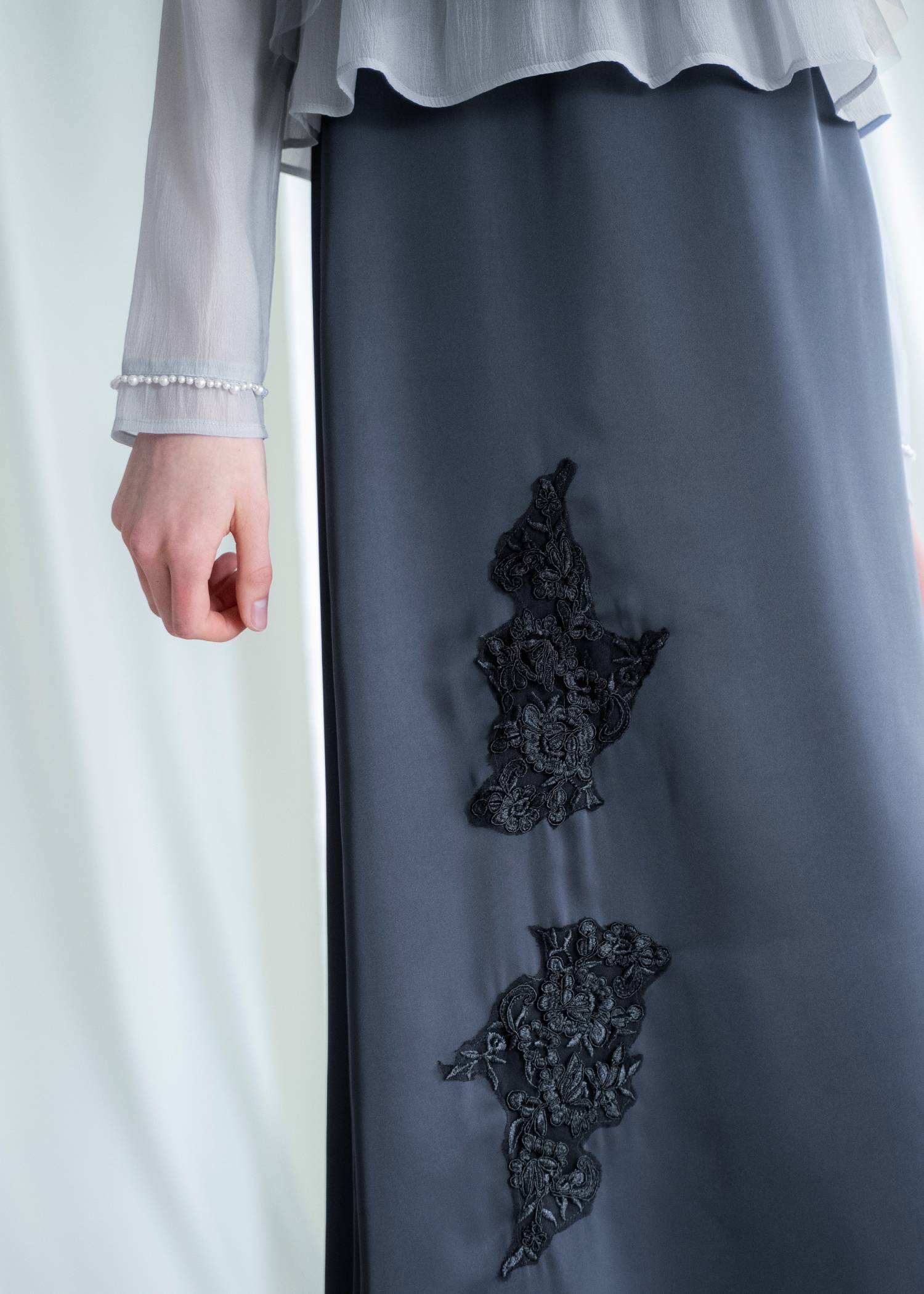 sheer peplum layered gather OP