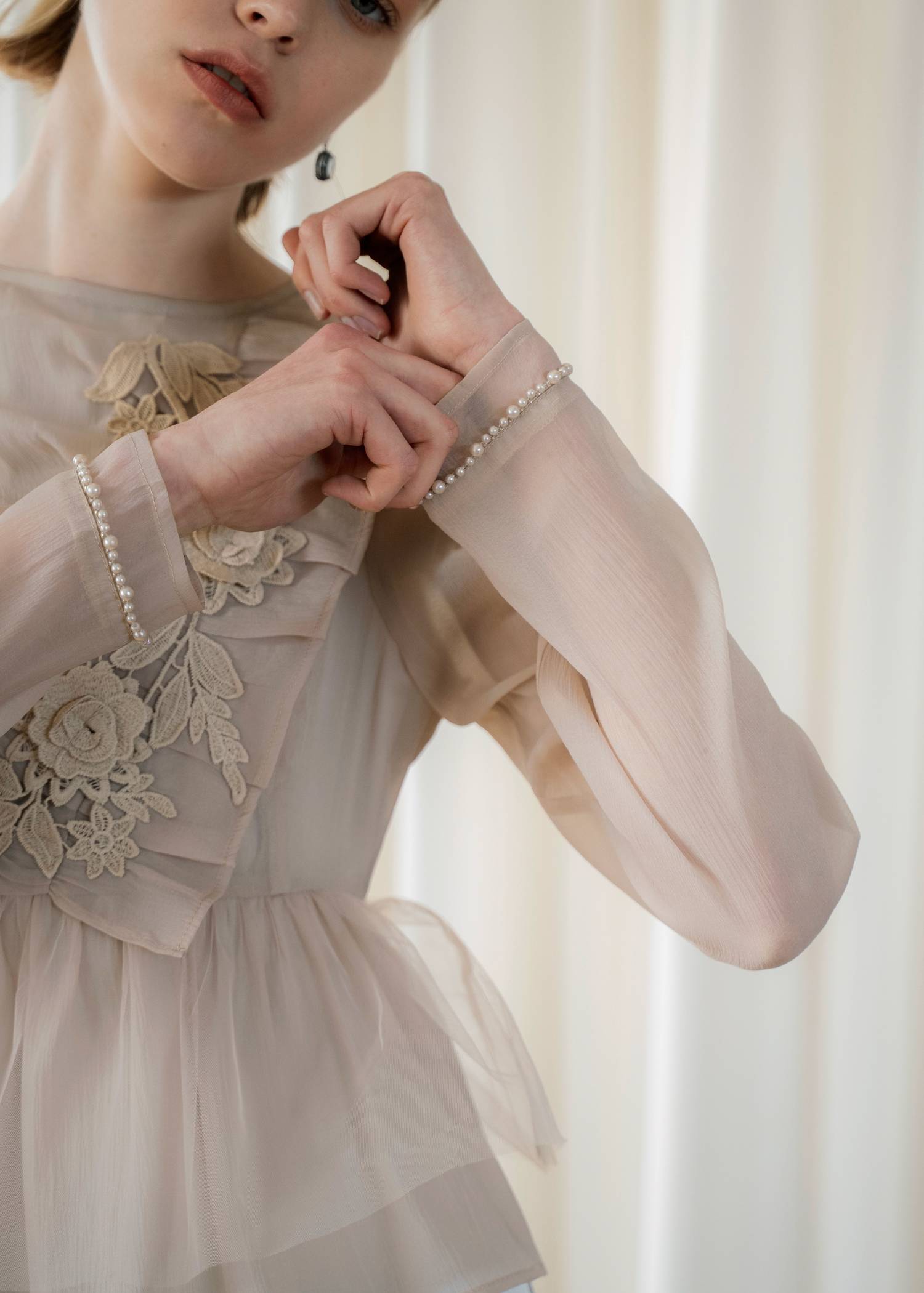 sheer peplum layered gather OP
