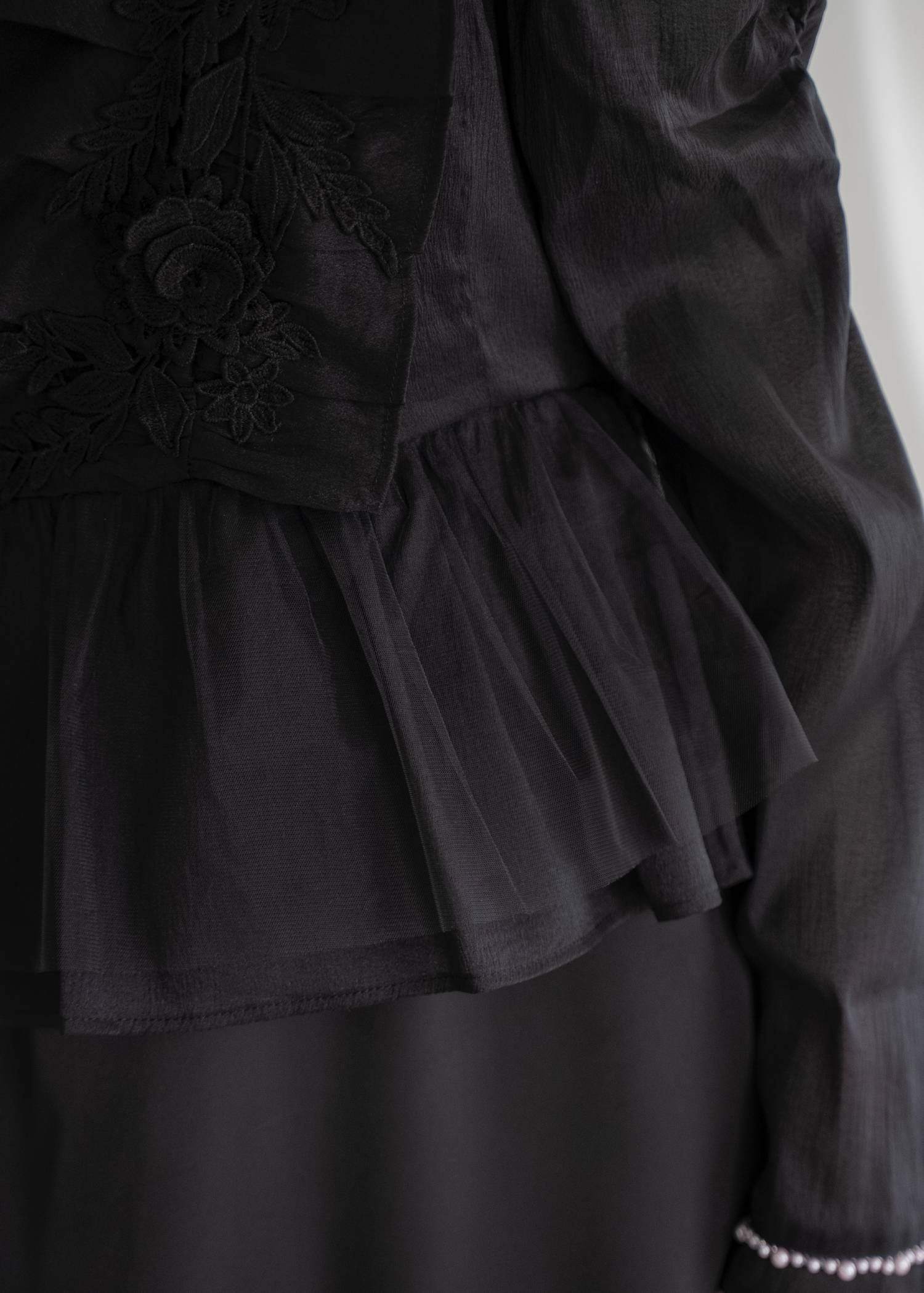 sheer peplum layered gather OP