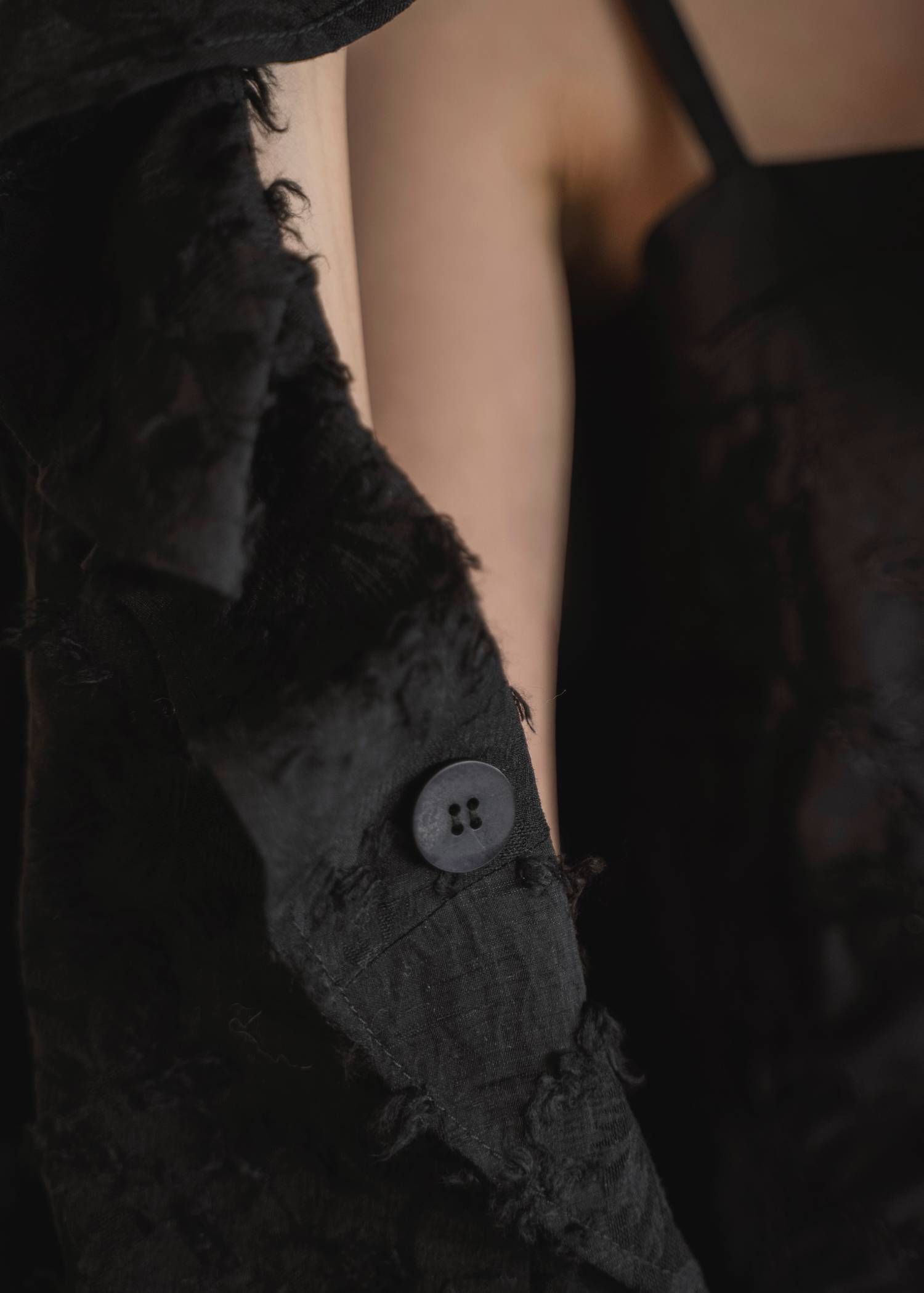 jacquard sheer ruffle frill shirt JK