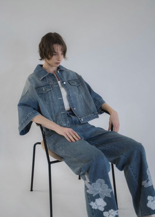 trucker detail denim poncho JK