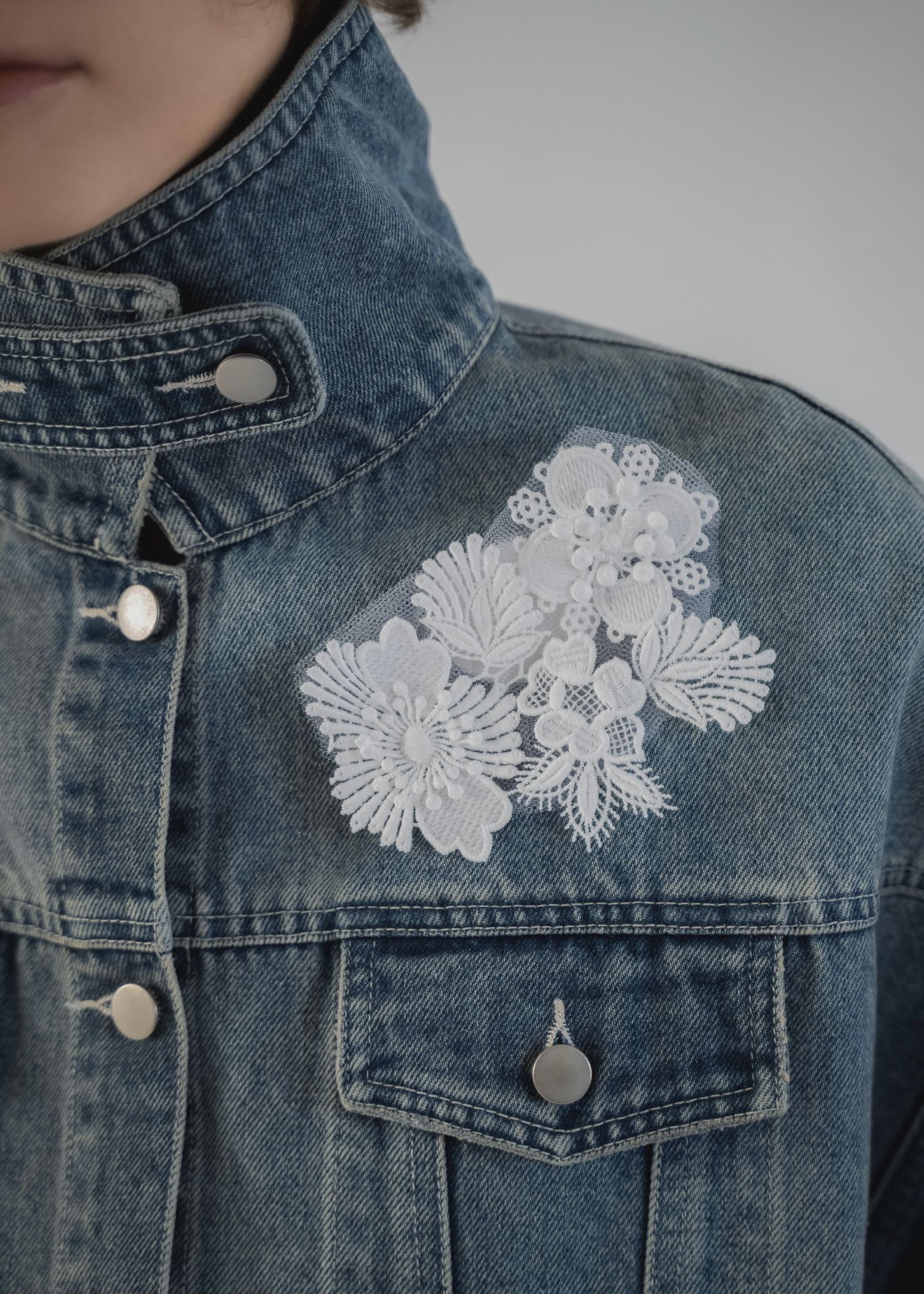 trucker detail denim poncho JK